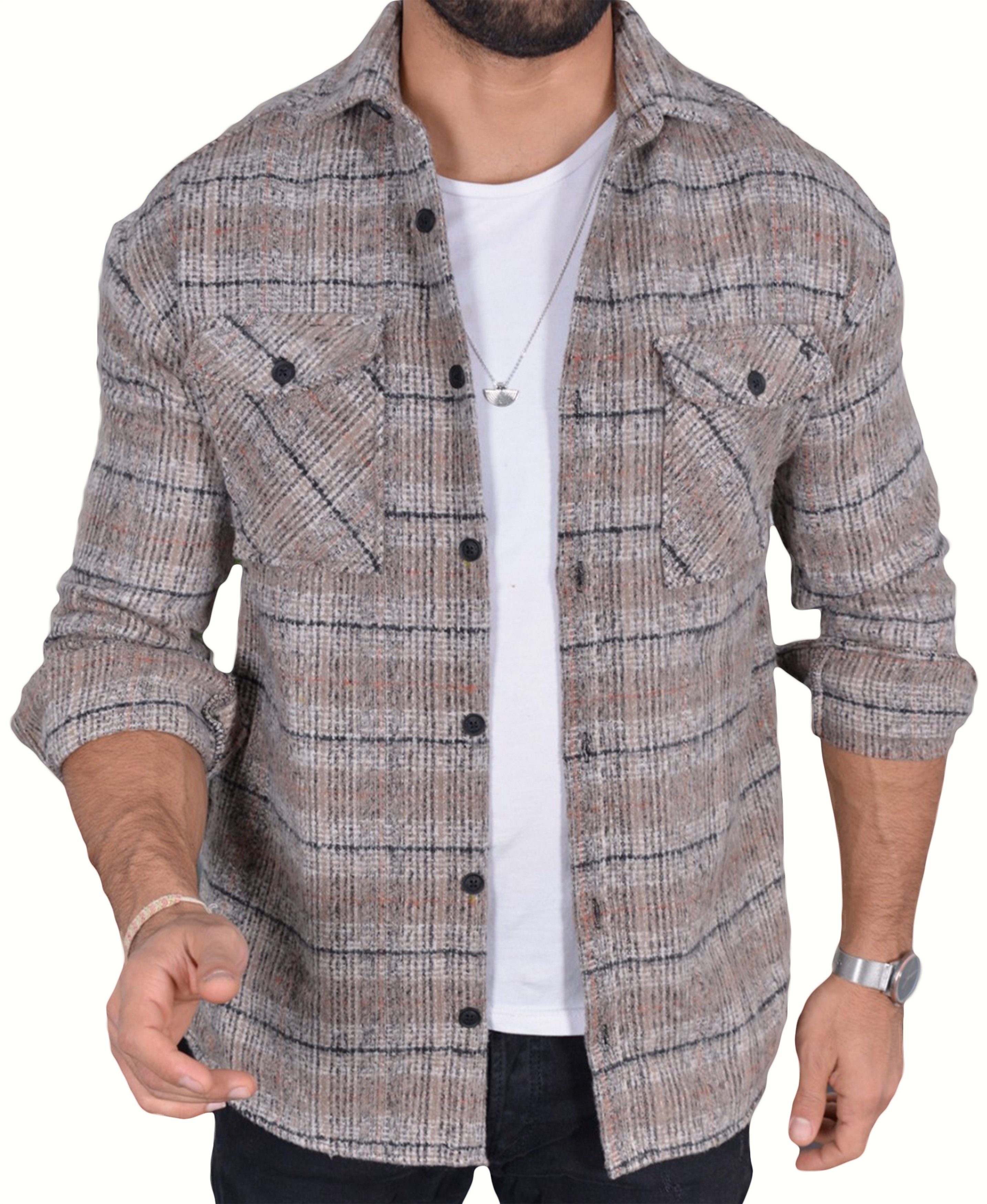 Megaman Jeans Flanellhemd Herren Holzfällerhemd Flanellhemd Kariert Freizeithemd Jacke Regular Langarm Kentkragen Holzfäller