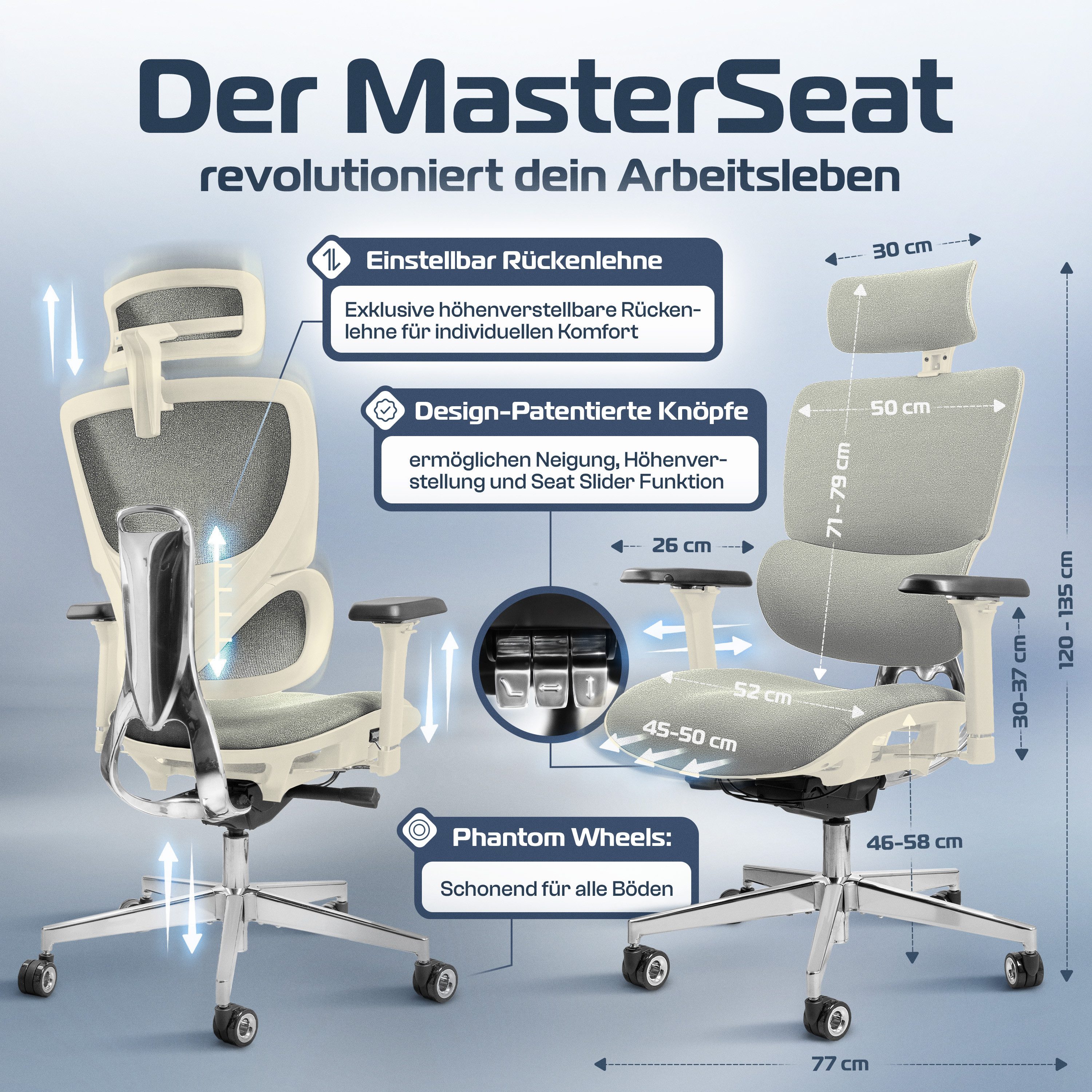 CLOUVOU Bürostuhl Ergonomisch, Schreibtischstuhl bis 150 kg - Testsieger (M günstig online kaufen