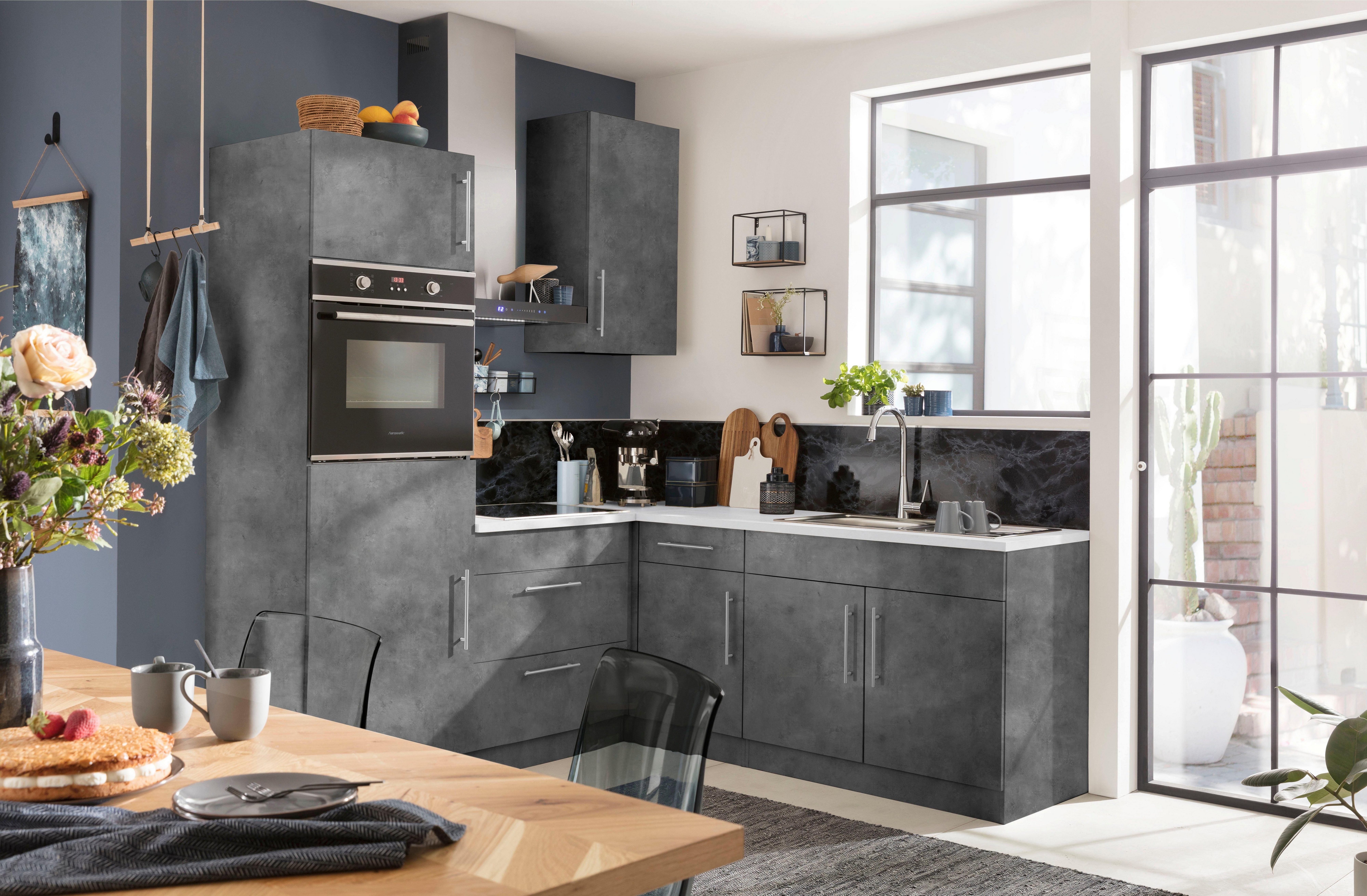 Arbeitsplatte Küchen und Kochfeldumbauschrank Betonfarben | 60 wiho Front breit, Betonfarben cm ohne Korpus: Cali