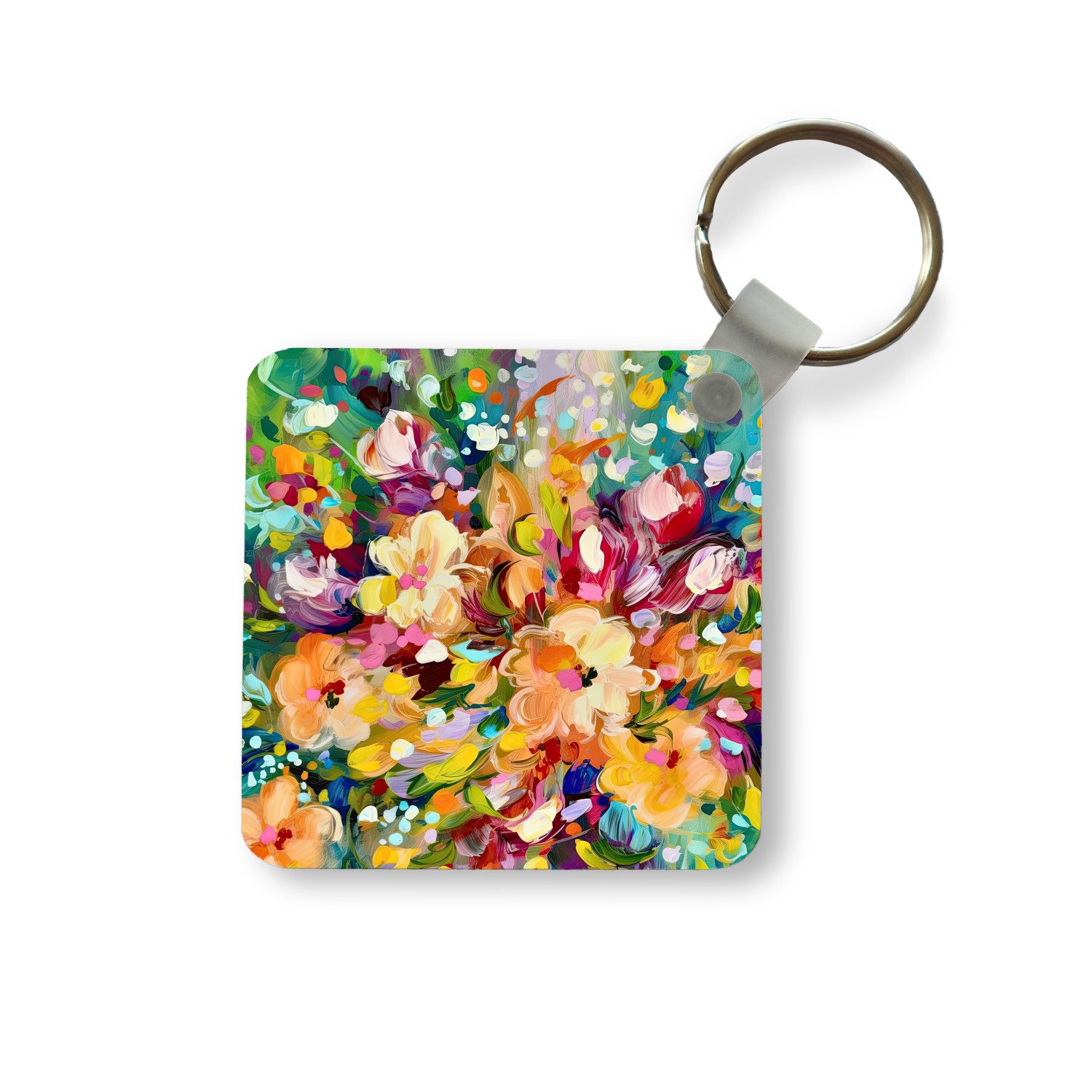 Schlüsselanhänger Gemälde - Ölfarbe - Blumen - Regenbogen
