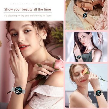 YESFINE Smartwatch (1.3 Zoll, Android/iOS), Damen Fitness-Tracker Herzfrequenz, Blutdruck, IP67 wasserdicht