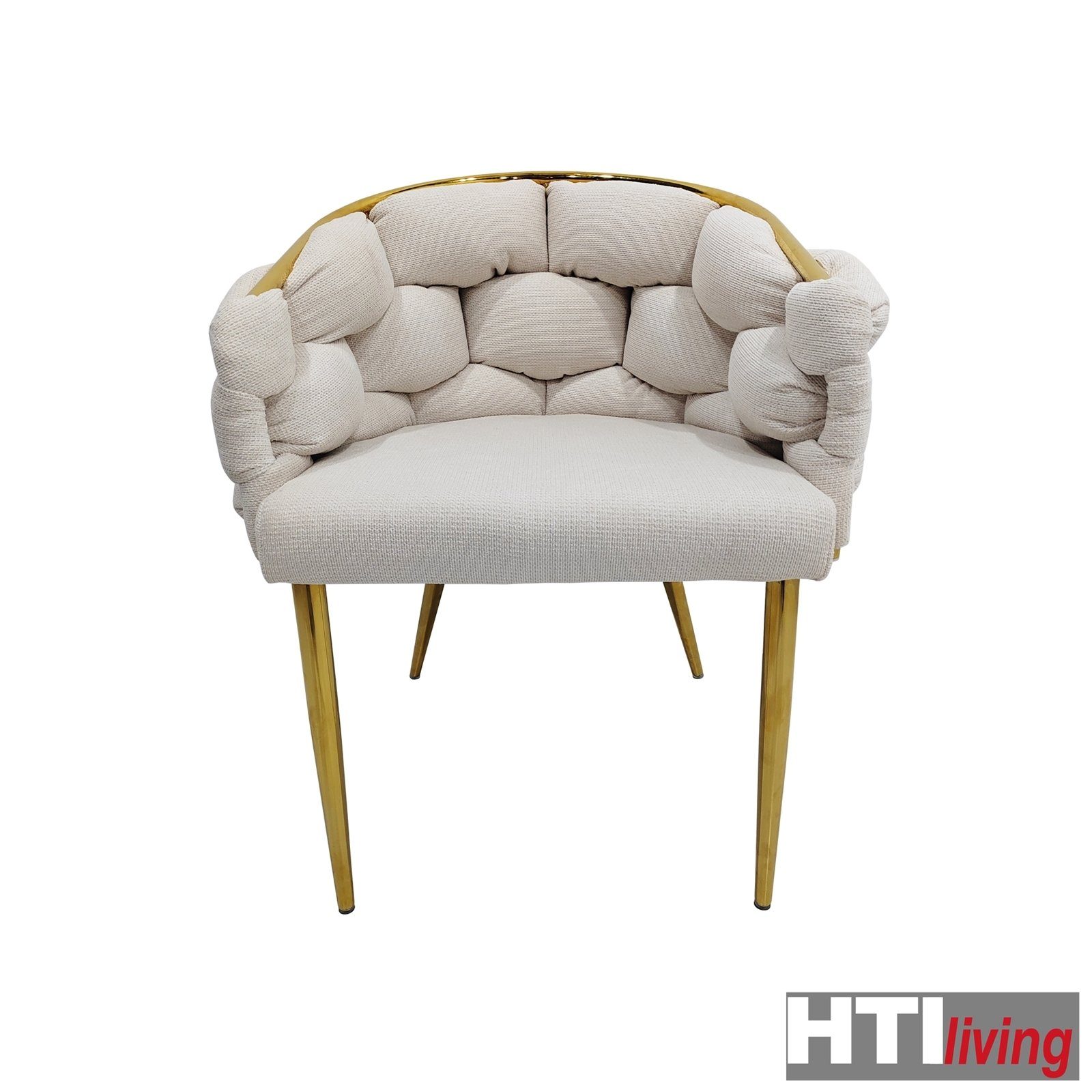 HTI-Living 1 Polsterstuhl Gold Esszimmerstuhl Beige Alsen St), Metallgestell goldenes Stuhl (Einzelstuhl, Design