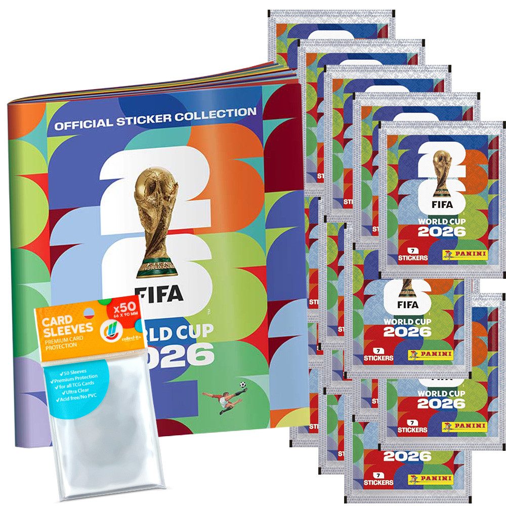 Panini Sammelkarte World Cup 2026 Sticker - 1 Sammelalbum + 20 Tüten+ Hüllen