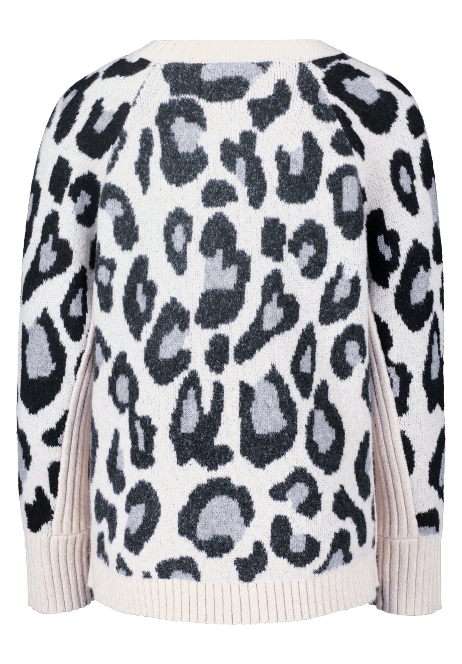Betty Strickpullover Barclay Muster Beige/Grey mit Patch (1-tlg) Leoprint