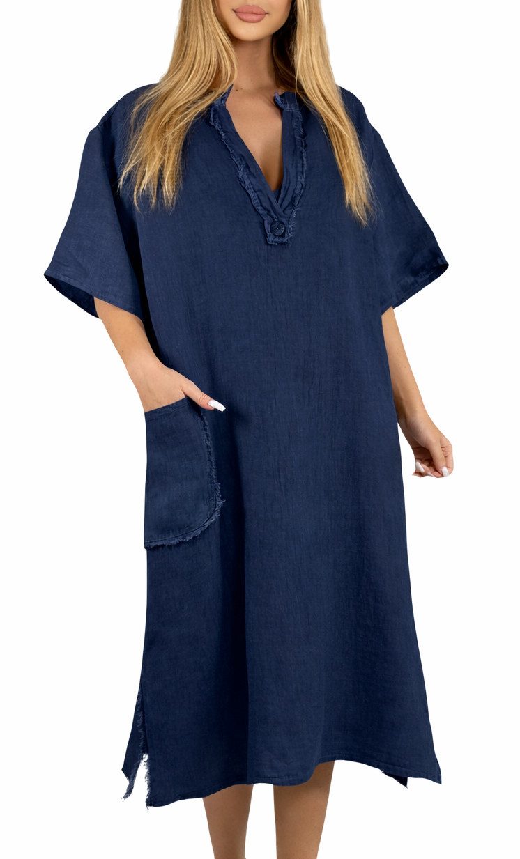 Mississhop Sommerkleid Dame Kleid Sommerkleid 100% Leinen M.3093 Gr.36-40