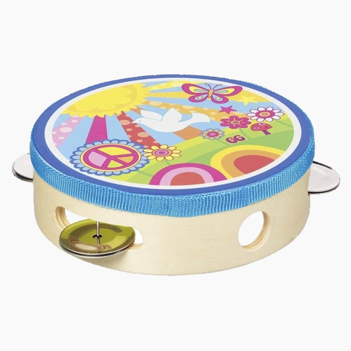 goki Spielzeug-Musikinstrument Tamburin mit Schellen Sonnenschein, (packung, 1 tlg., set), Fröhliches Design sorgt für gute Laune