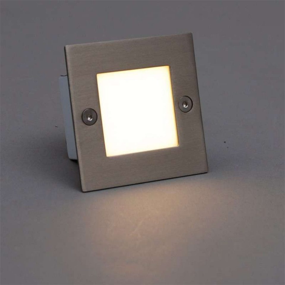 Qazqa LED Einbaustrahler 45087, LED fest integriert, Extra-Warmweiß, QAZQA Außen Einbau­leuchte, integrated, Stahl, Edelstahl, Modern