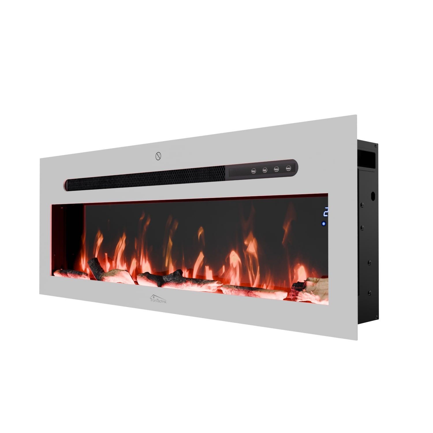 TroniTechnik Elektrokamin Wandkamin elektrisch 900/1800W, LED Flammeneffekt, App, Timer, weiß, Elegant, platzsparend, dekorativ nutzbar, smart steuerbar, zuverlässig