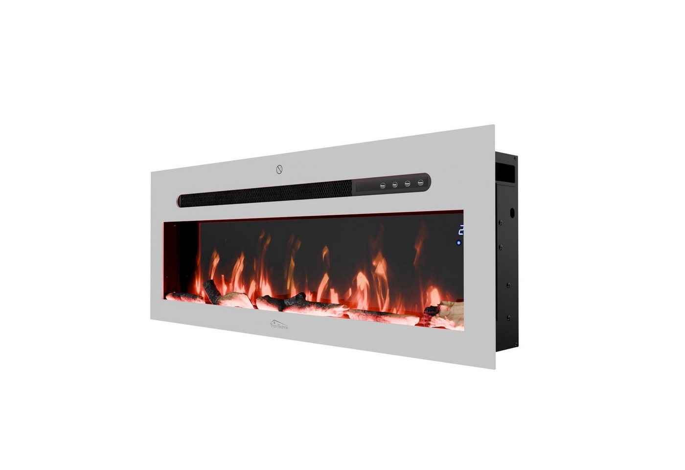 TroniTechnik Elektrokamin Wandkamin elektrisch 900/1800W, LED Flammeneffekt, App, Timer, weiß, Elegant, platzsparend, dekorativ nutzbar, smart steuerbar, zuverlässig
