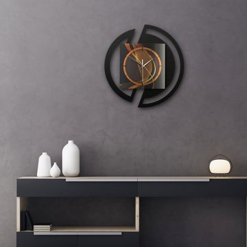 Kreative Feder Wanduhr Runde 3D Designer-Wanduhr „Dynamic“ in modernem Metallic-Look (ohne Ticken; Funk- oder Quarzuhrwerk; elegant, außergewöhnlich, modern)