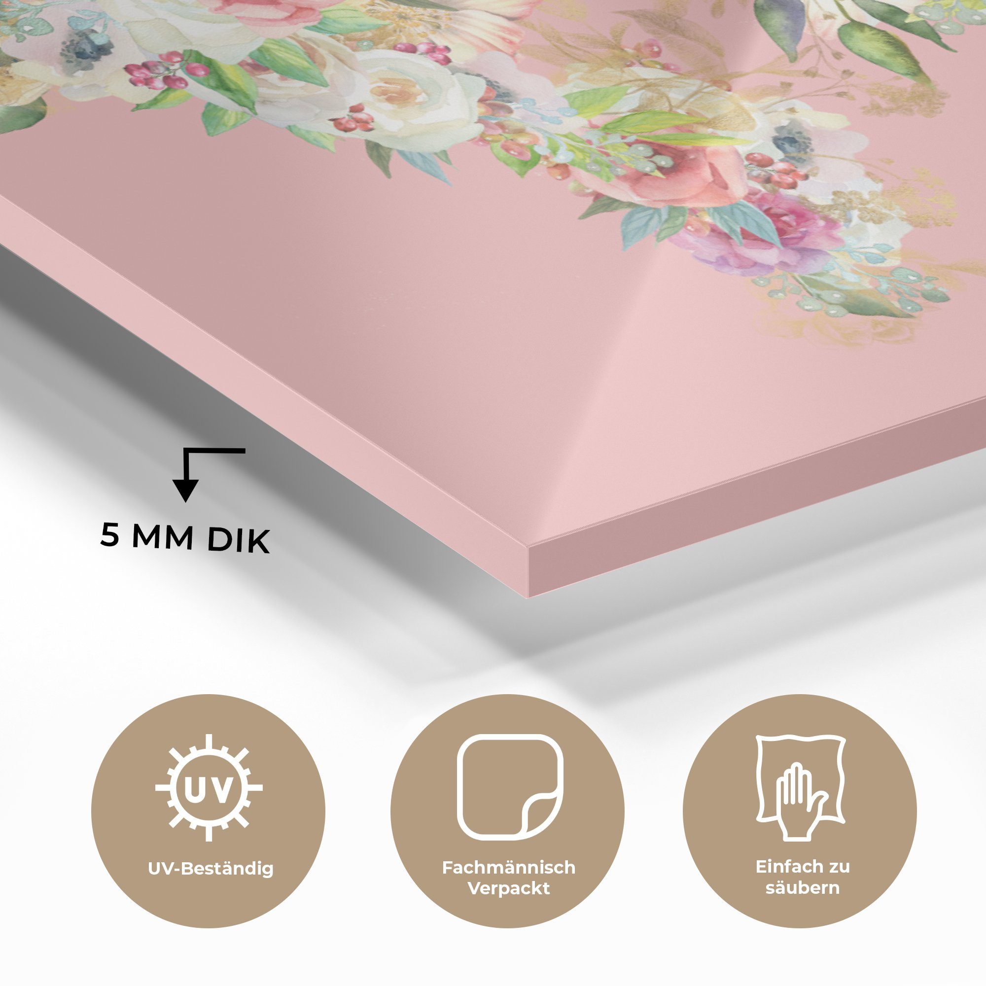 - - MuchoWow Weltkarte (1 Schlafzimmer Acrylglasbilder Rosen & Acrylglasbild St), Rosa, - Wohnzimmer Anemone