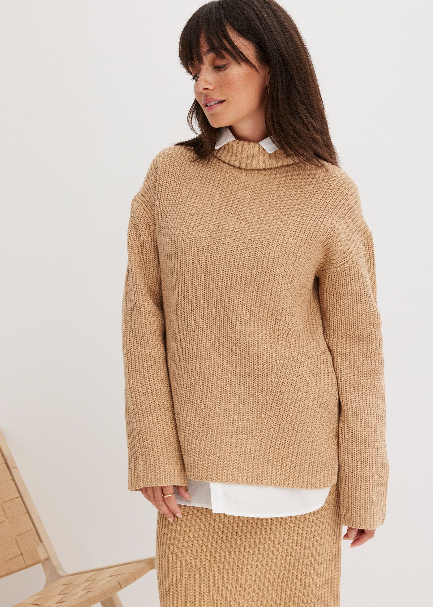 bonprix Rollkragenpullover Rollkragenpullover aus reiner Baumwolle