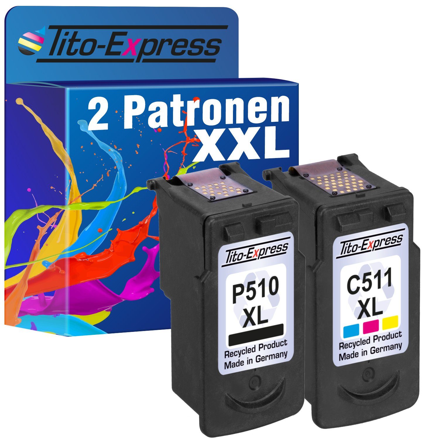 Tito-Express 2er Set ersetzt Canon PG-510 & CL-511 Tintenpatrone (für Pixma MP230 MP280 MP495 MP270 MX360 MX420 iP2700 MP250)