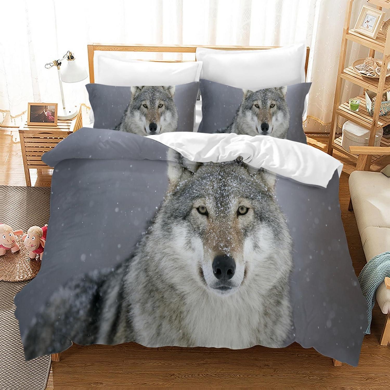 LuxusKollektion Jugendbettwäsche Bettwäsche Set Wolf 2 200x200cm