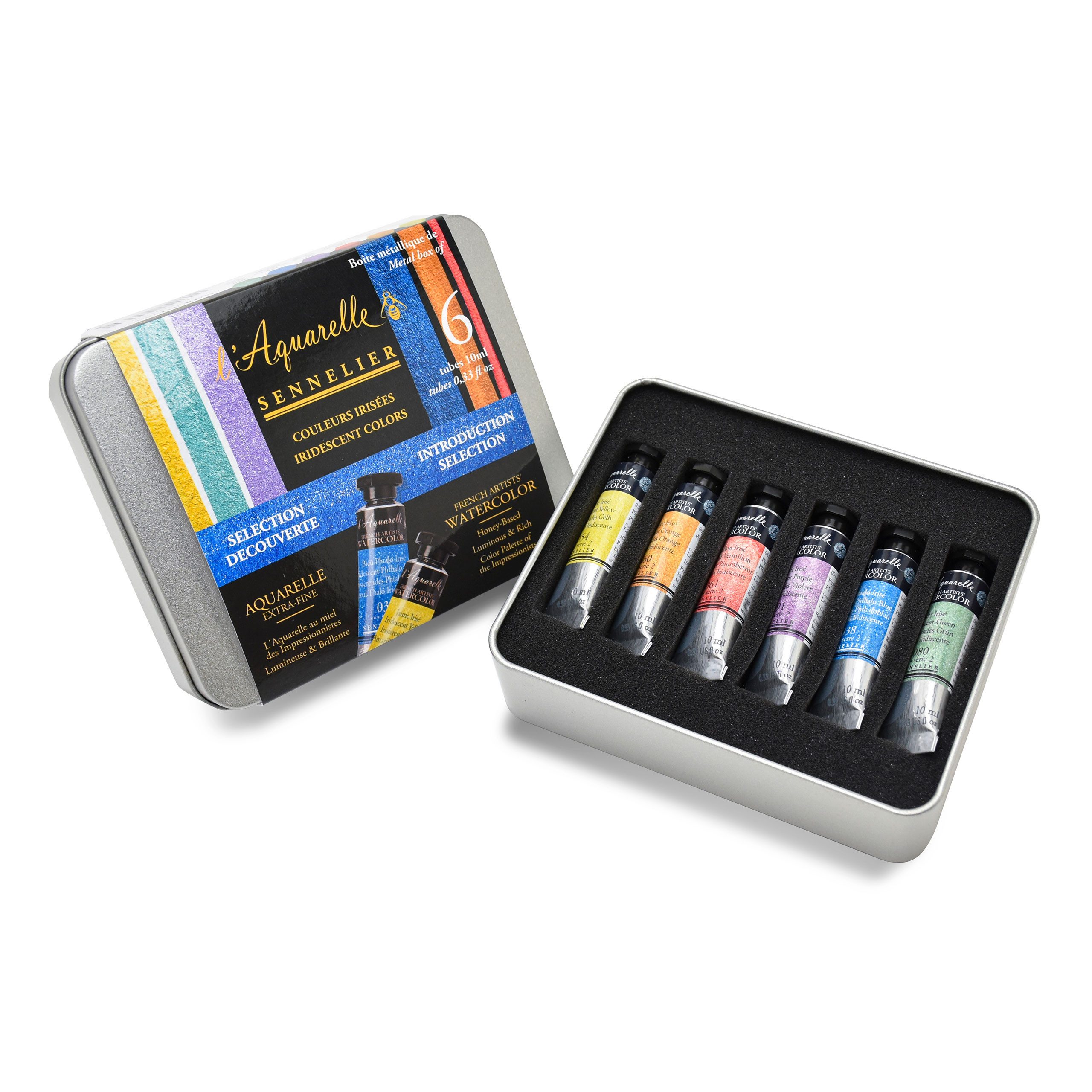 SENNELIER Aquarellfarbe Aquarellfarbe - Metallkasten mit 6 x 10ml Tuben irisierend N131625.01