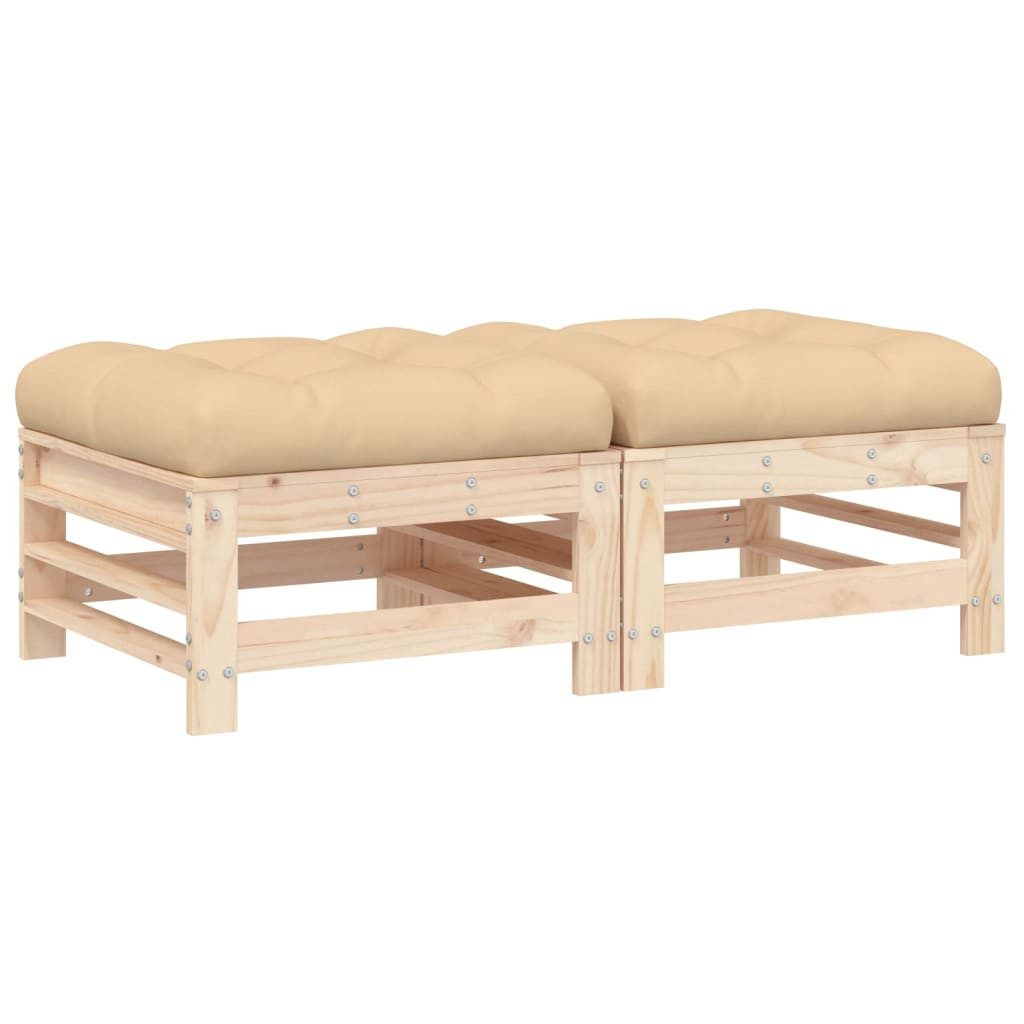 vidaXL Sofaelement Gartenhocker mit Kissen 2 günstig online kaufen