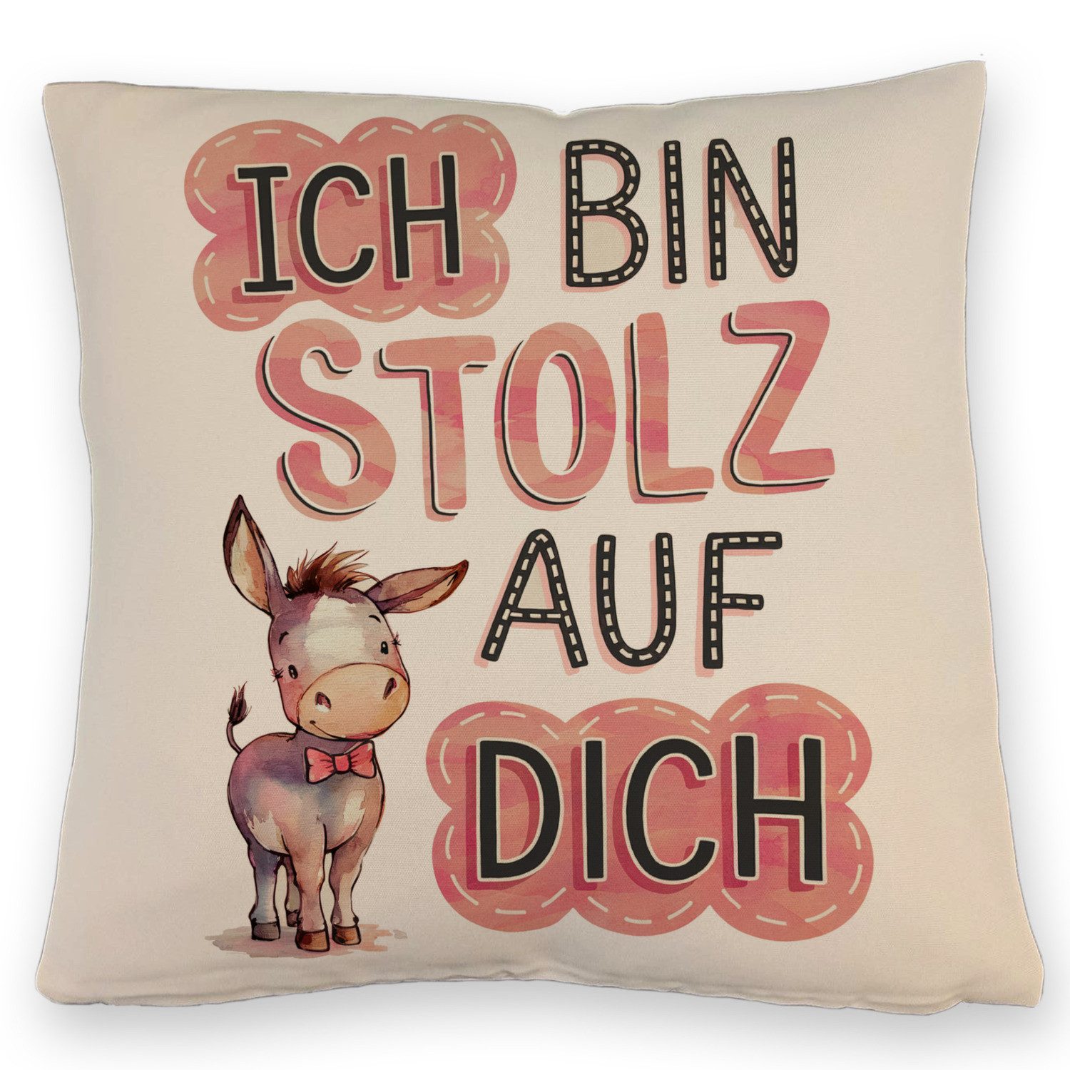 Dekokissen Ich Bin Stolz Auf Dich Kissen mit Leinenoptik mit Esel