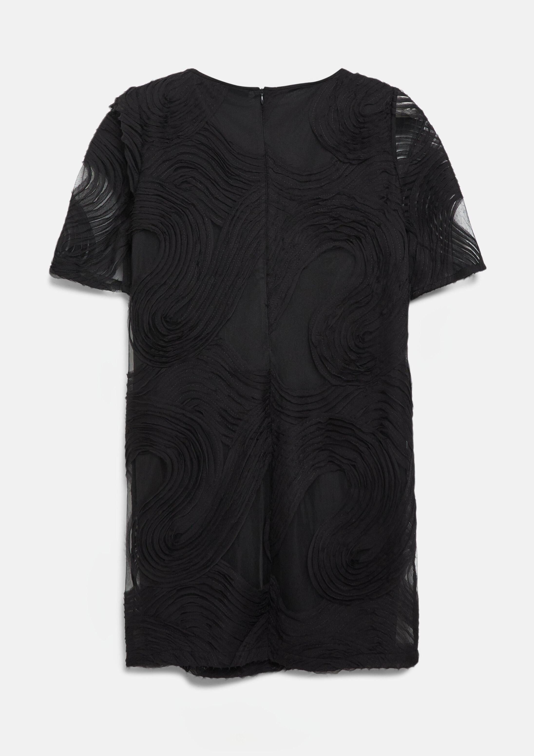 s.Oliver Midikleid Kleid Kleid mit U-Boot-Ausschnitt und Chiffon-Wellen-Muster