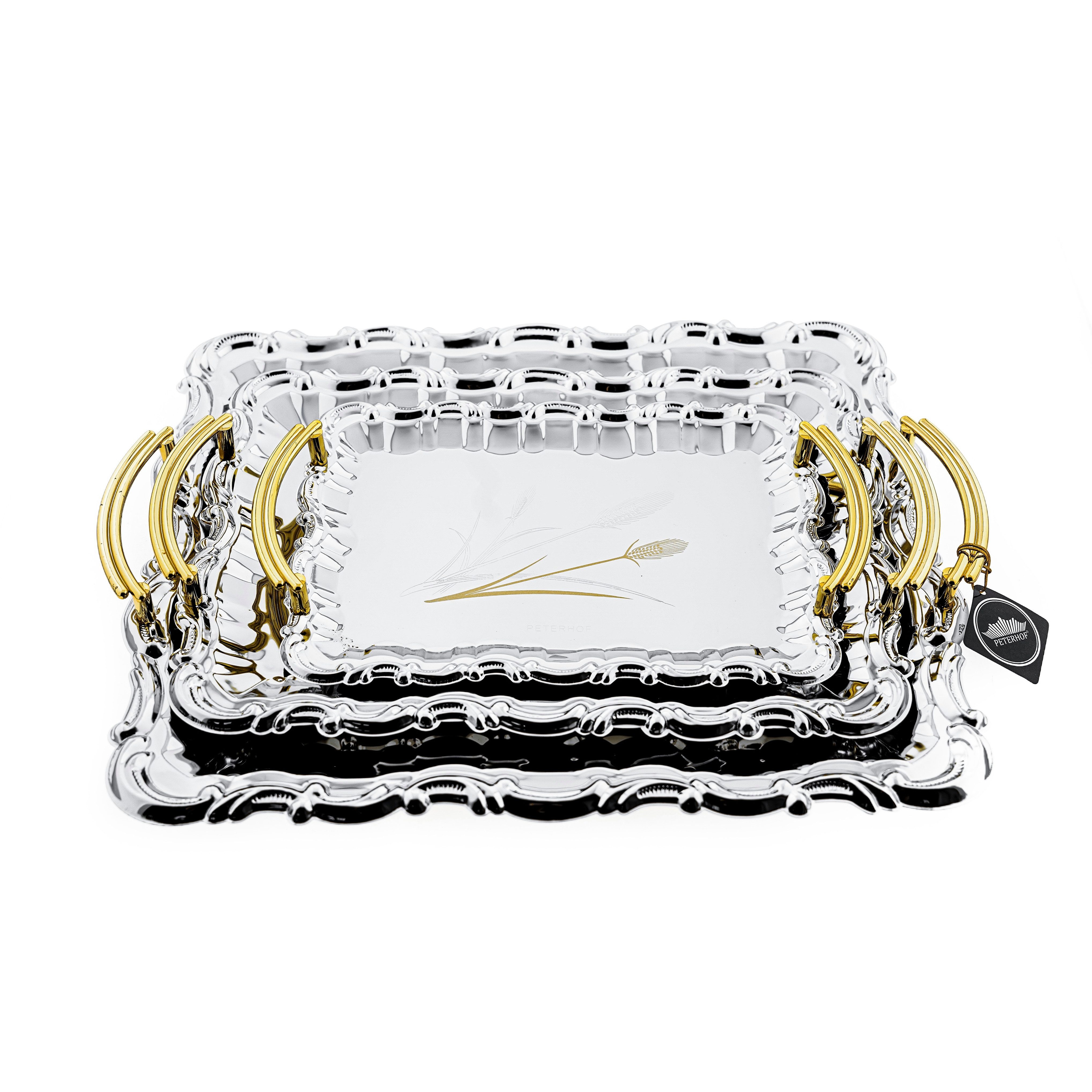 Peterhof Servierplatte 3-teilig - Servierset in Gold/Silber aus 18/10 Edelstahl
