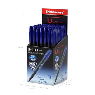 Erich Krause Kugelschreiber, Kugelschreiber U-108 Black Edition 0,3mm 50er Pack Blau