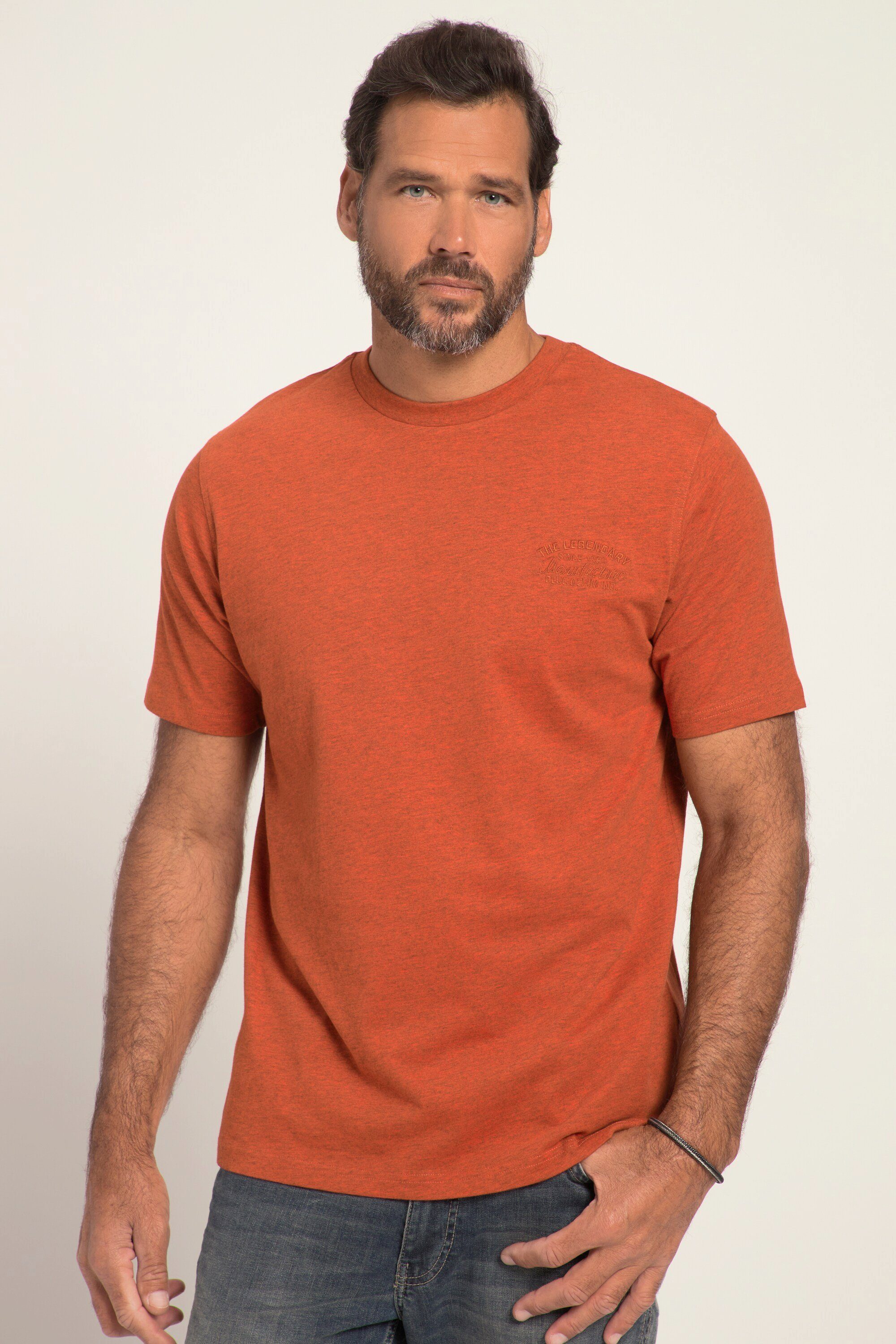 JP1880 T-Shirt T-Shirt Halbarm Melange-Jersey dunkelorange