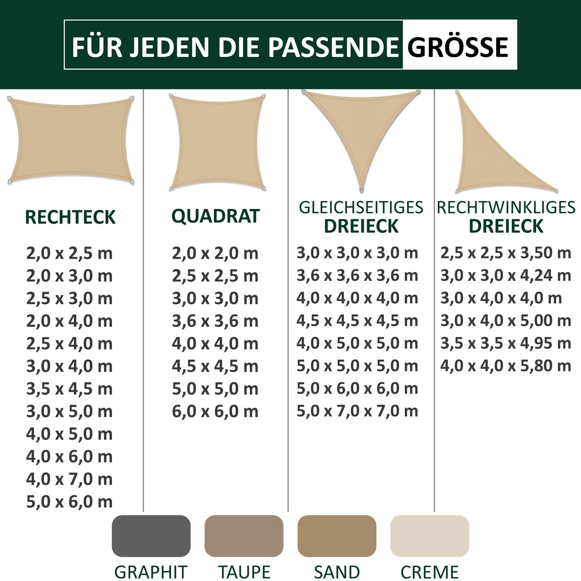 bonsport Sonnensegel Sonnensegel aus 100% Polyester, (Quadrat 2x2m Sand), Polyester