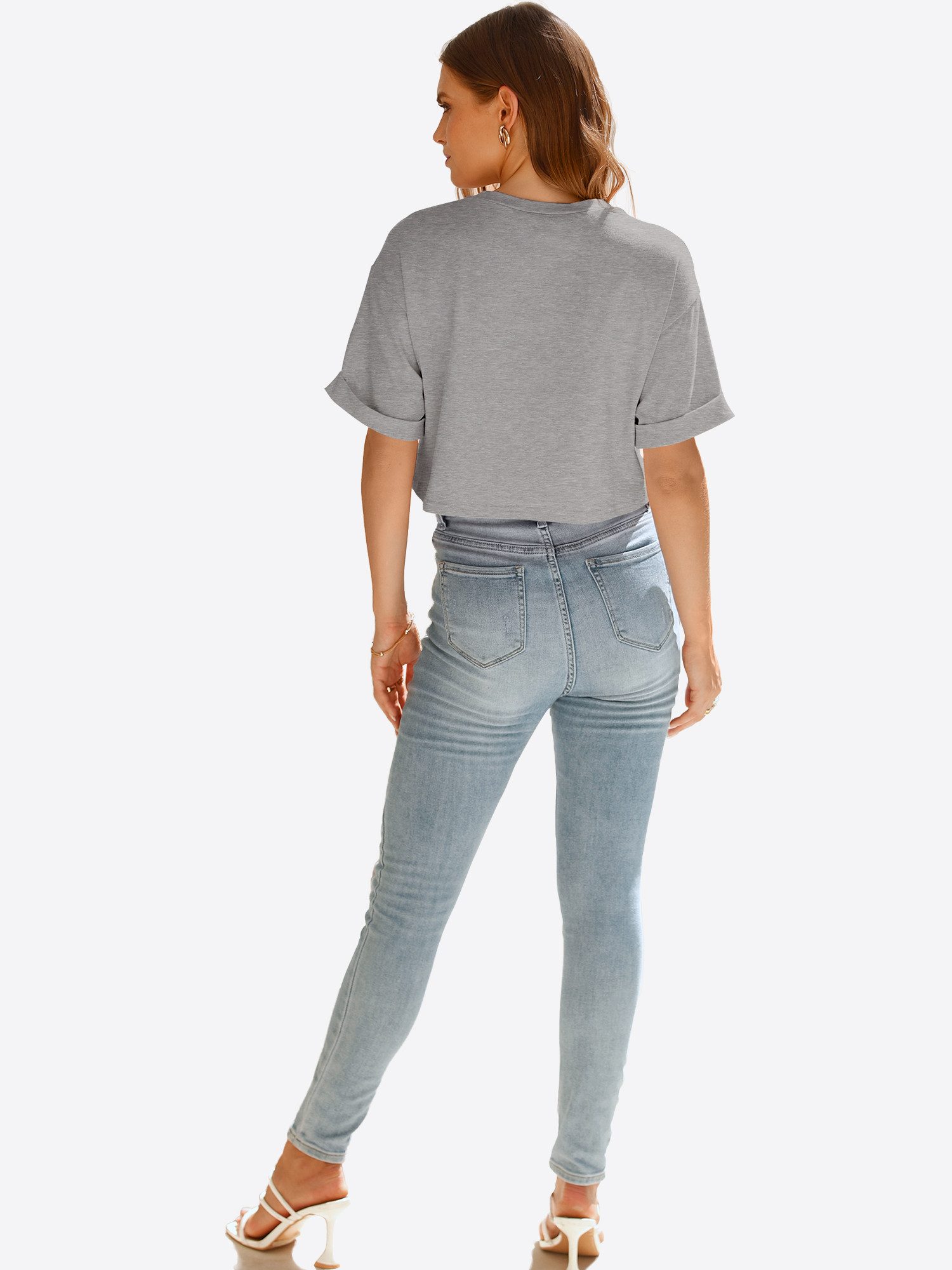 Imily Bela T-Shirt Damen bauchfreie Kurzbluse (Packung, 1-tlg., 1per-Pack) günstig online kaufen