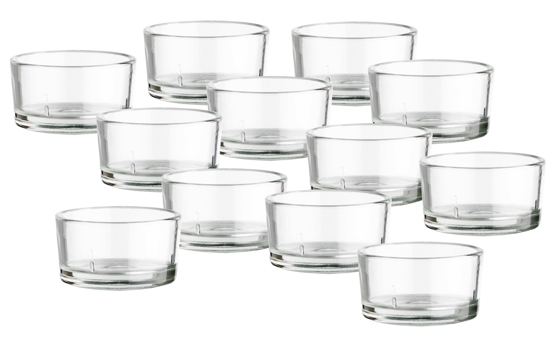 BigDean Teelichthalter 12er Set Teelichtgläser - Premium Qualität made in Germany (Set, 12 St., Teelichtgläser), Spülmaschinenfest, Robustes Glas, Vielseitig