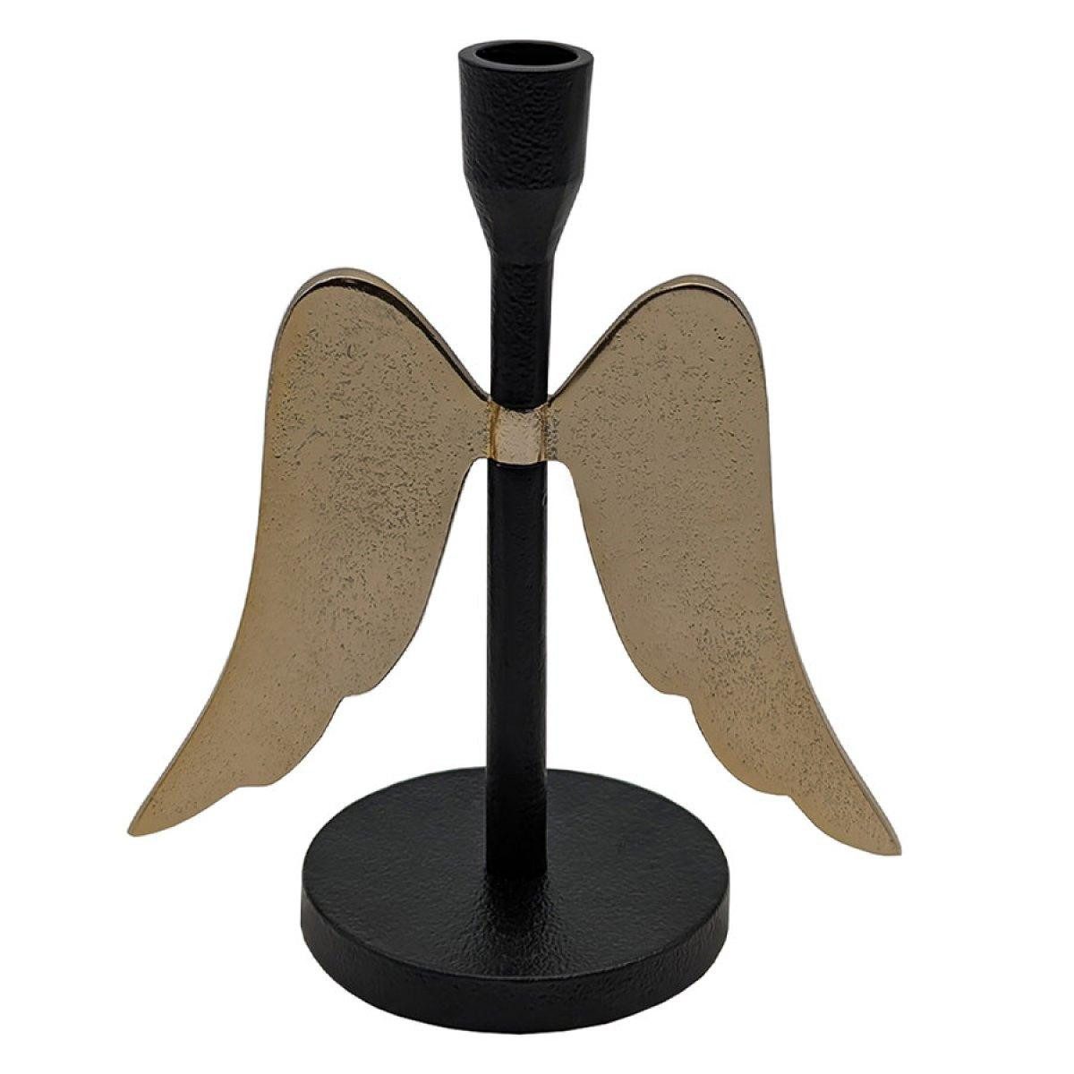 Lambert Windlicht Kerzenleuchter Cassiel Engel Schwarz Gold (22cm)