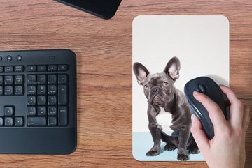 MuchoWow Mauspad Französische Bulldogge - Portrait - Schwarz (1-St), Gaming, Mousepad, Büro, 18x27 cm, Mausunterlage