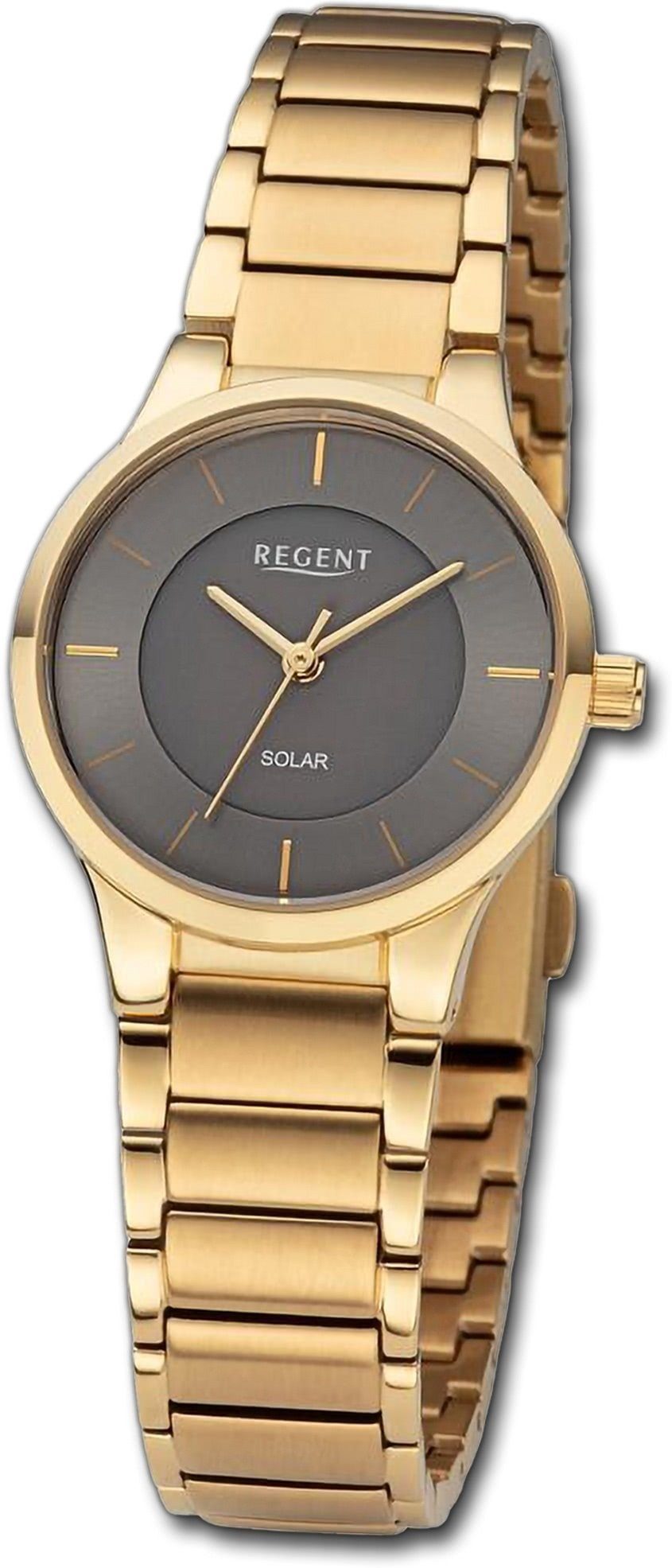 (ca. gold, Metallarmband Analog, extra groß Regent Quarzuhr Gehäuse, Regent 28mm) Damen rundes Armbanduhr Damenuhr