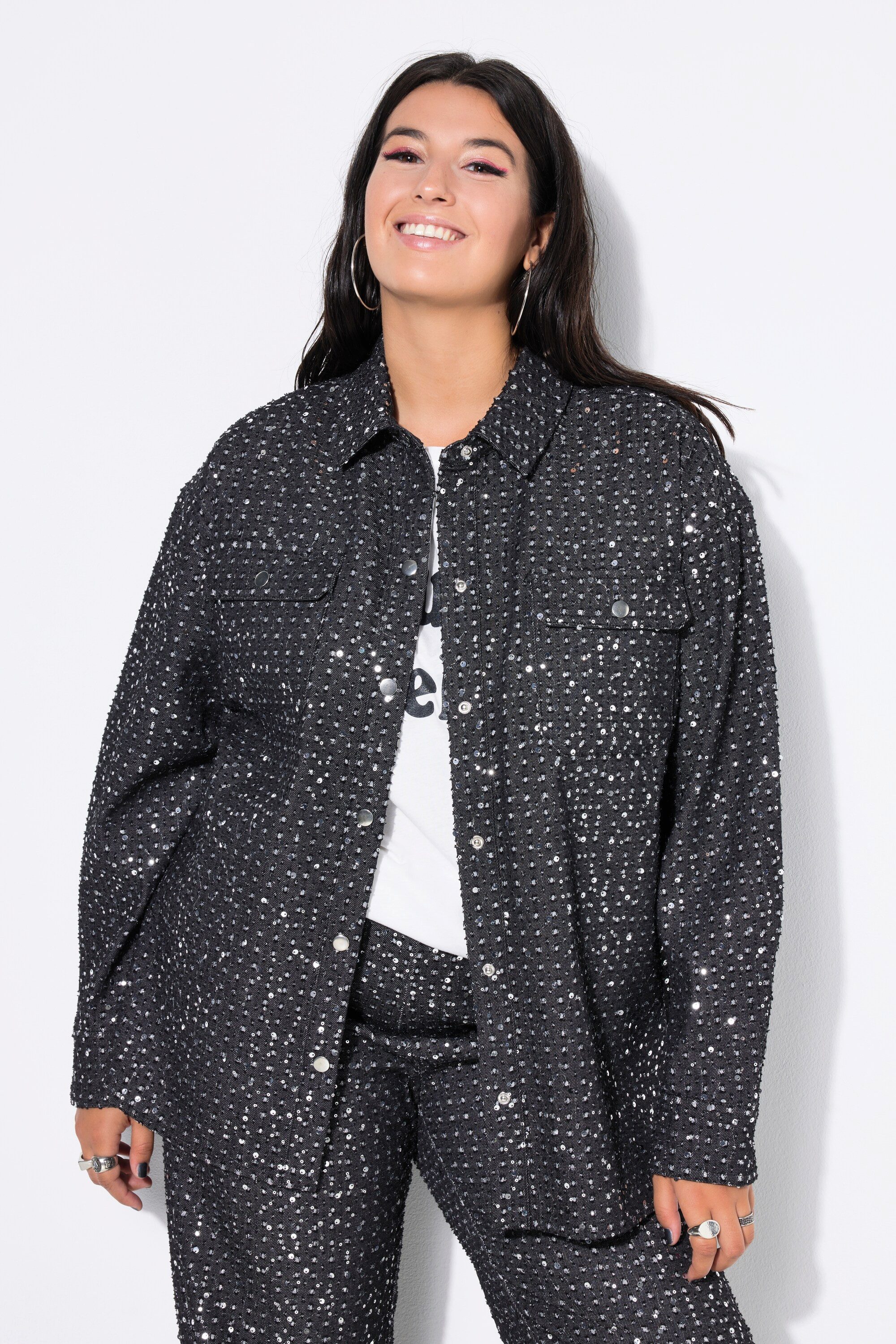 Studio Untold Hemdbluse Hemd oversized Pailletten günstig online kaufen