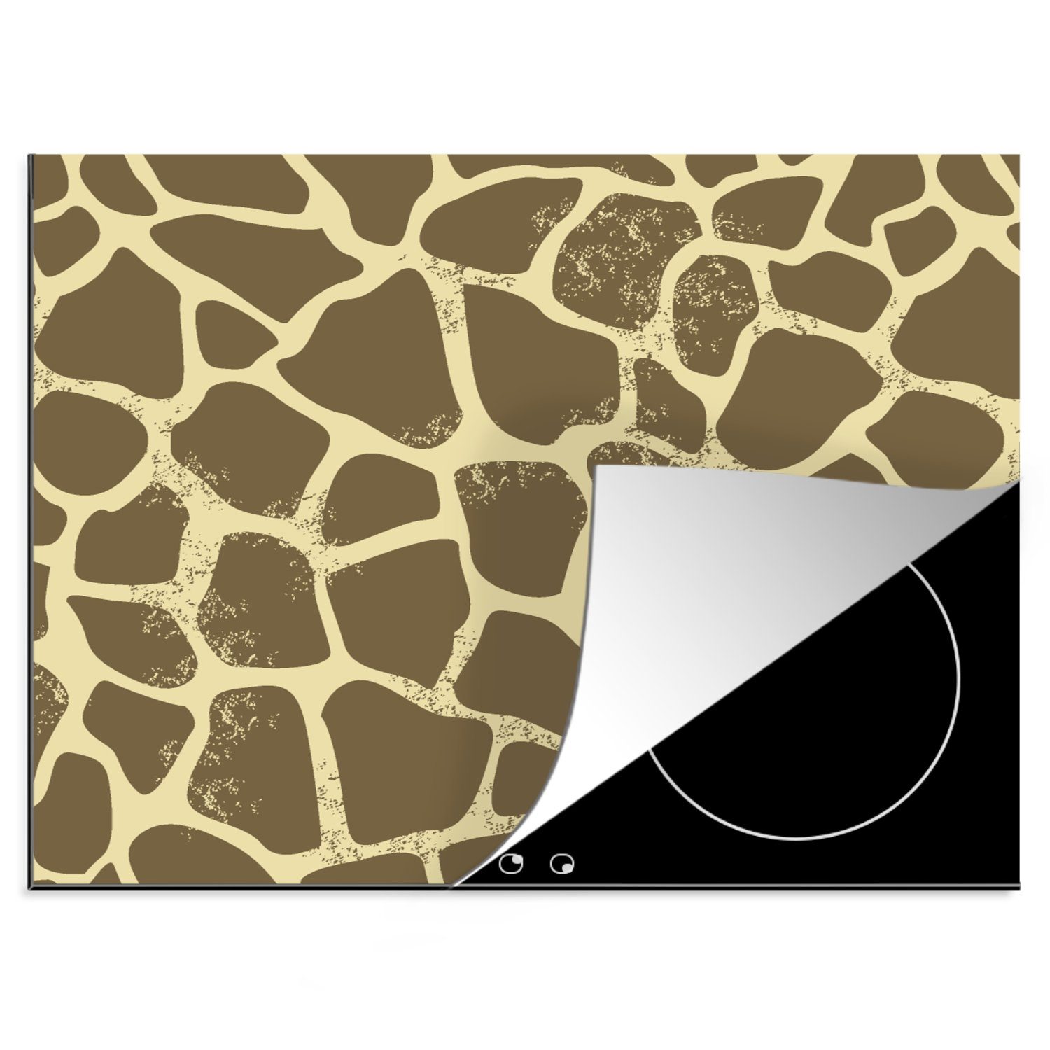 MuchoWow Herdblende-/Abdeckplatte Muster - Giraffe - Fell, Vinyl, (1 tlg), 60x52 cm, Mobile Arbeitsfläche nutzbar, Ceranfeldabdeckung