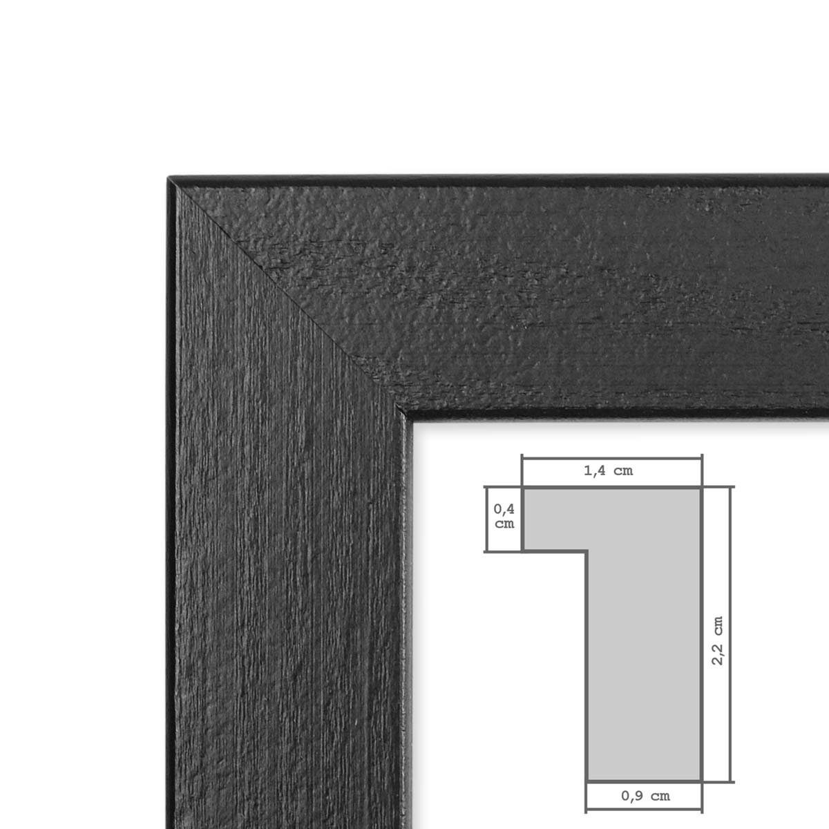 Schwarz Massivholz-Rahmen Modern Acrylglasscheibe mit 2er PHOTOLINI Set Bilderrahmen Zeitlos