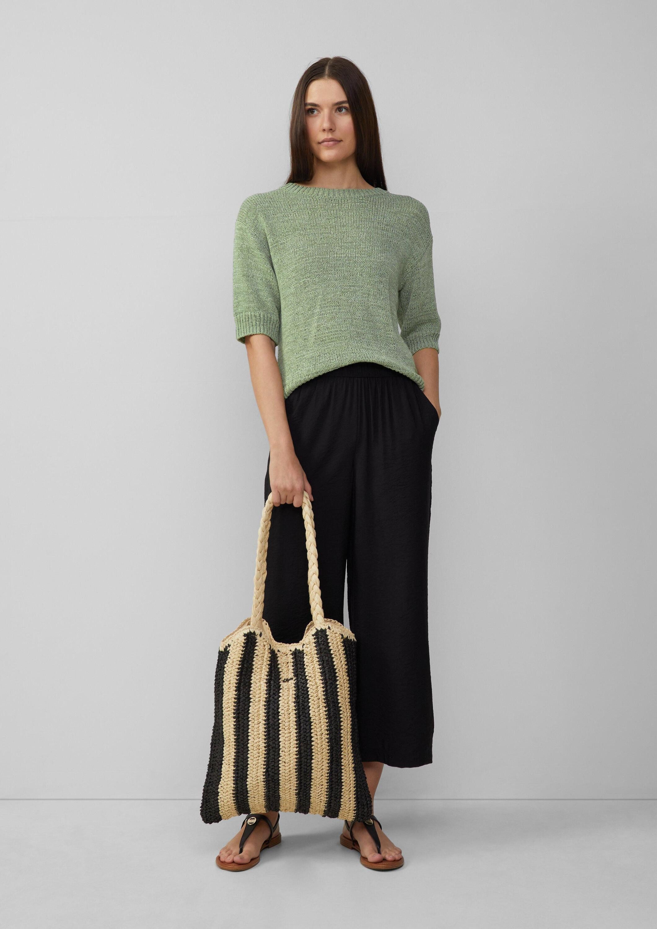 s.Oliver Schultertasche Tasche, Gestreifte Raffia-Tasche mit geflochtenem H günstig online kaufen