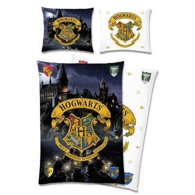 Kinderbettwäsche Harry Potter Bettwäsche Hogwarts Biber / Flanell, BERONAGE, 100% Baumwolle, 2 teilig, 135x200 + 80x80 cm
