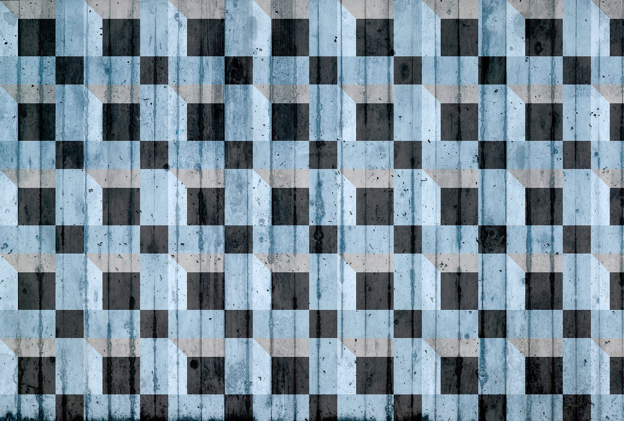 Decke 3D-Optik, 3D 3, Wand, Fototapete glatt, 47 grau/schwarz/hellblau Atelier Schräge, St), Architects (4 Squares Paper Vlies,