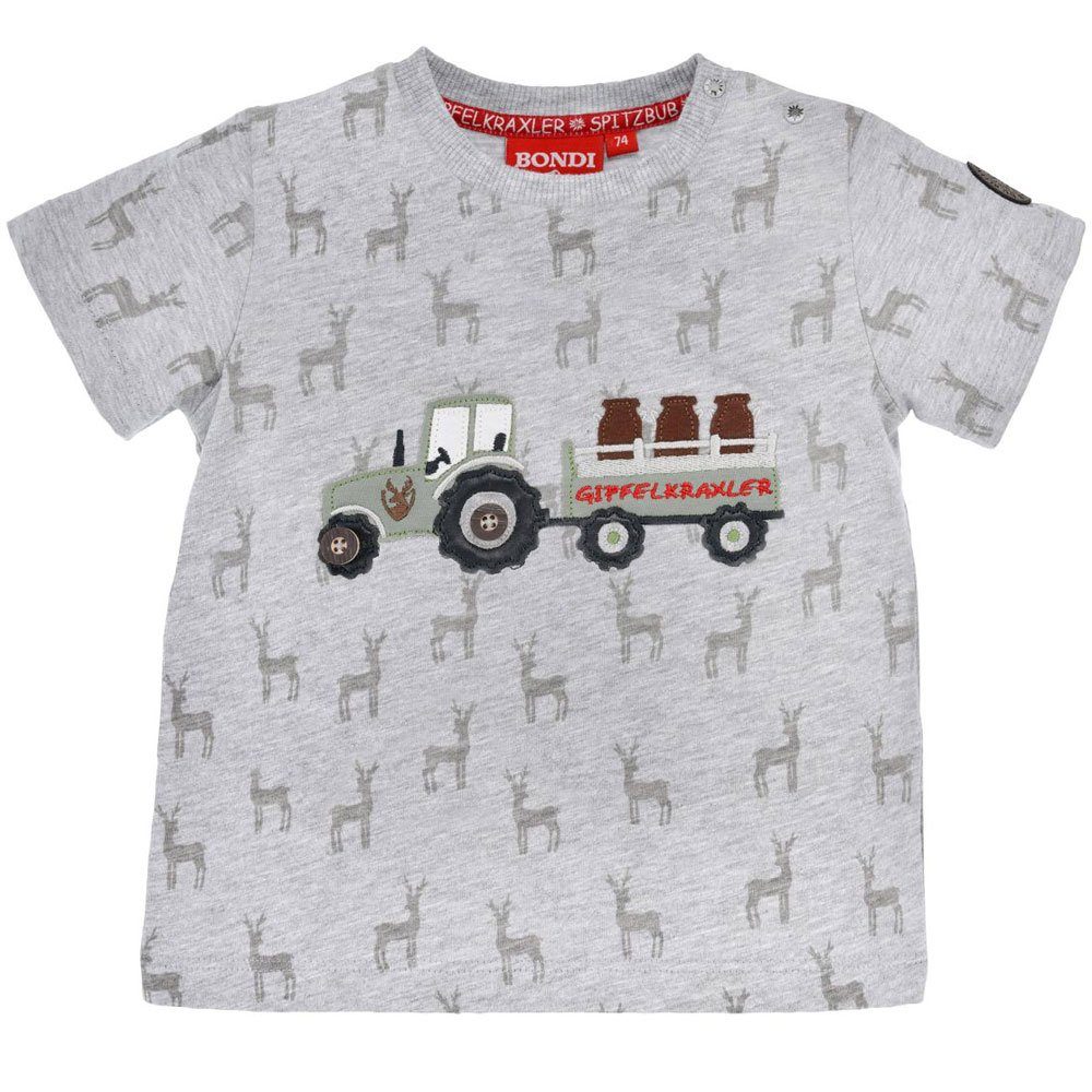 T-Shirt denim melang T-Shirt Jungen 91630, Blue BONDI BONDI Grey 'Traktor'