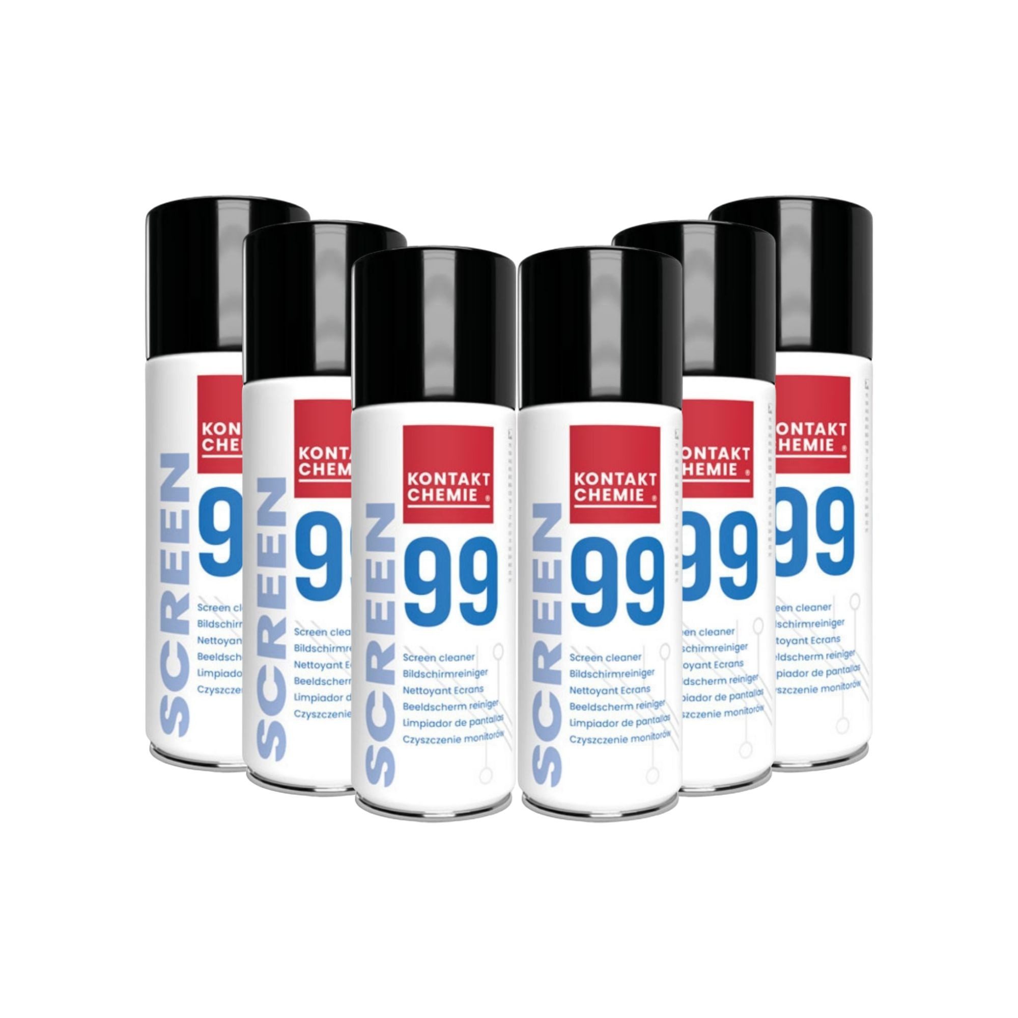 KONTAKT CHEMIE 6 Stück Glas-/ Bildschrimreiniger, SCREEN 99, je 200ml Reinigungsspray