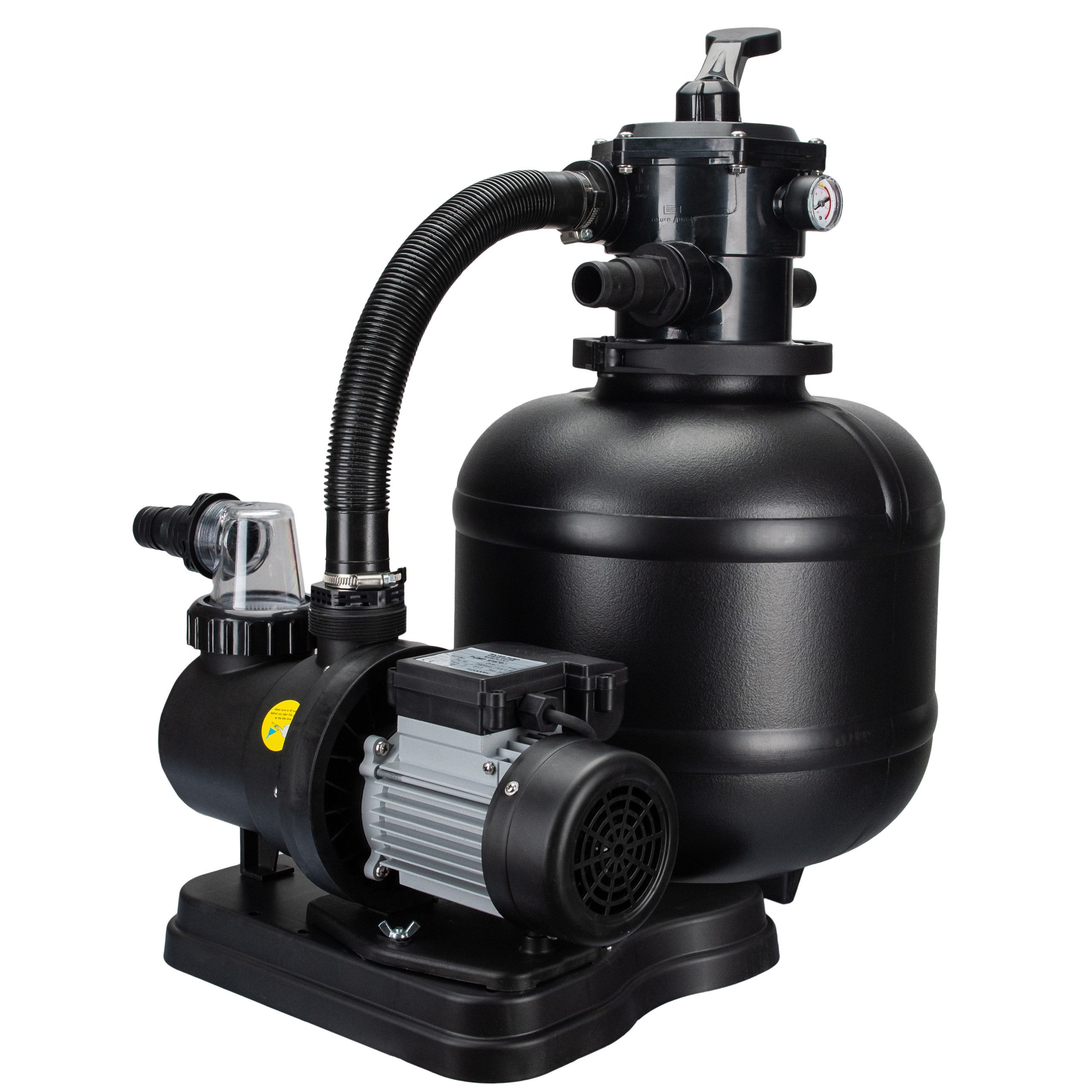 COIL Sandfilteranlage Sandfilterpumpe, Selbstansaugende Pumpe, Sandfilter (7-Wege-Ventil mit Manometer, Anschlussstutzen 32/38 mm), 8500 l/h oder 10000 l/h, 450 W oder 550 W