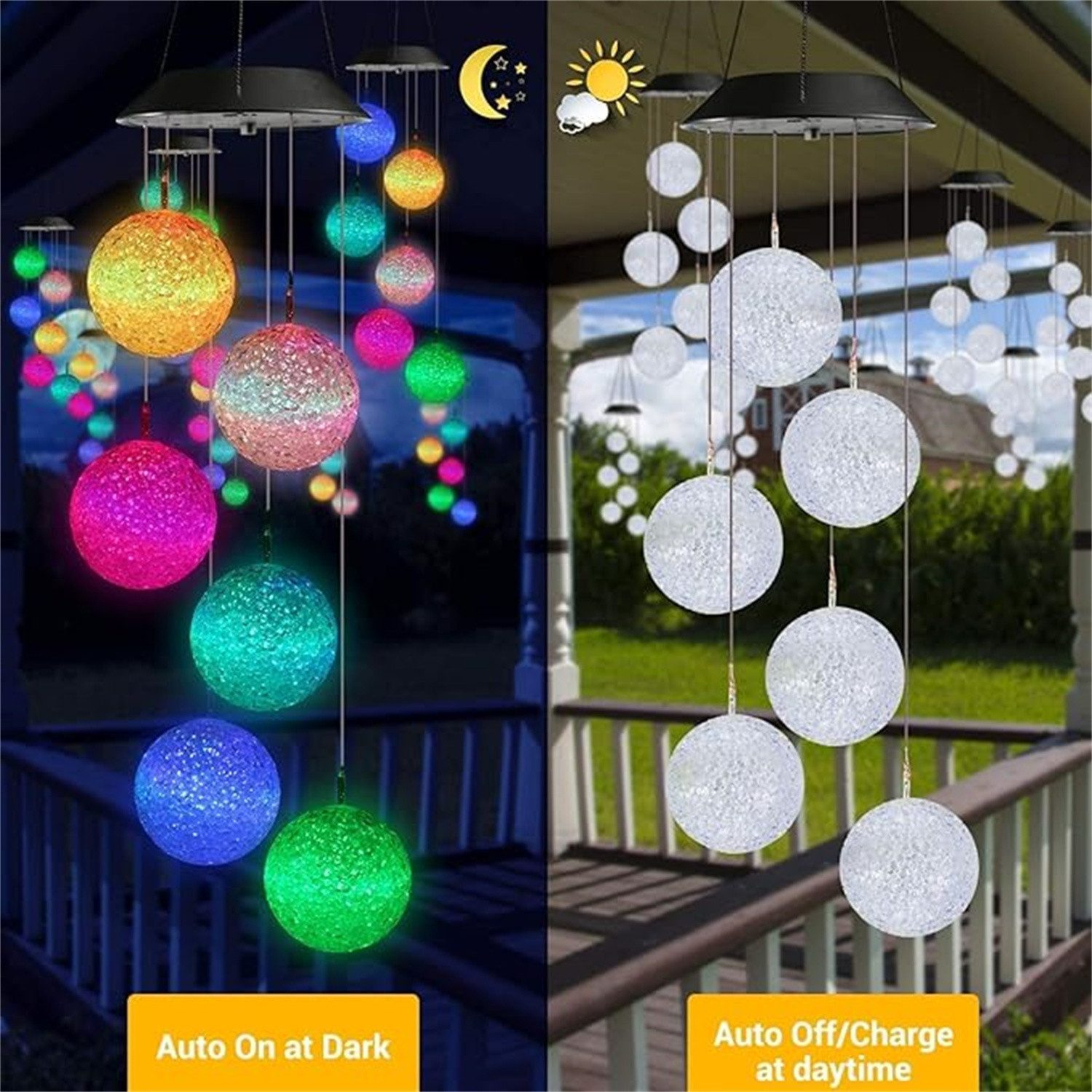 feinlux Windspiel Windspiel für Draußen (set, Solar-Windspiel-Licht für den Garten), LED Solar Farbwechsel Windspiele