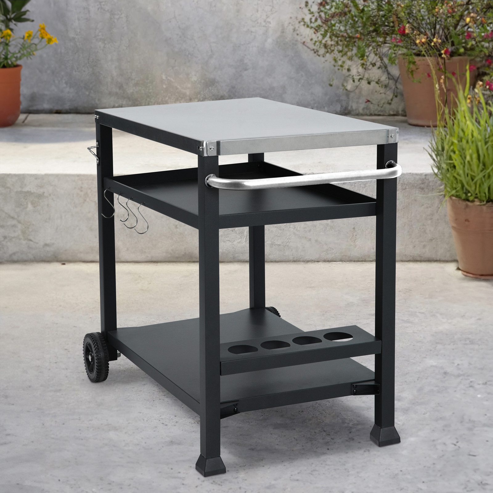 TAINO Gasgrill, NIKAN Grillwagen, Rollwagen, Grillständer, Beistelltisch