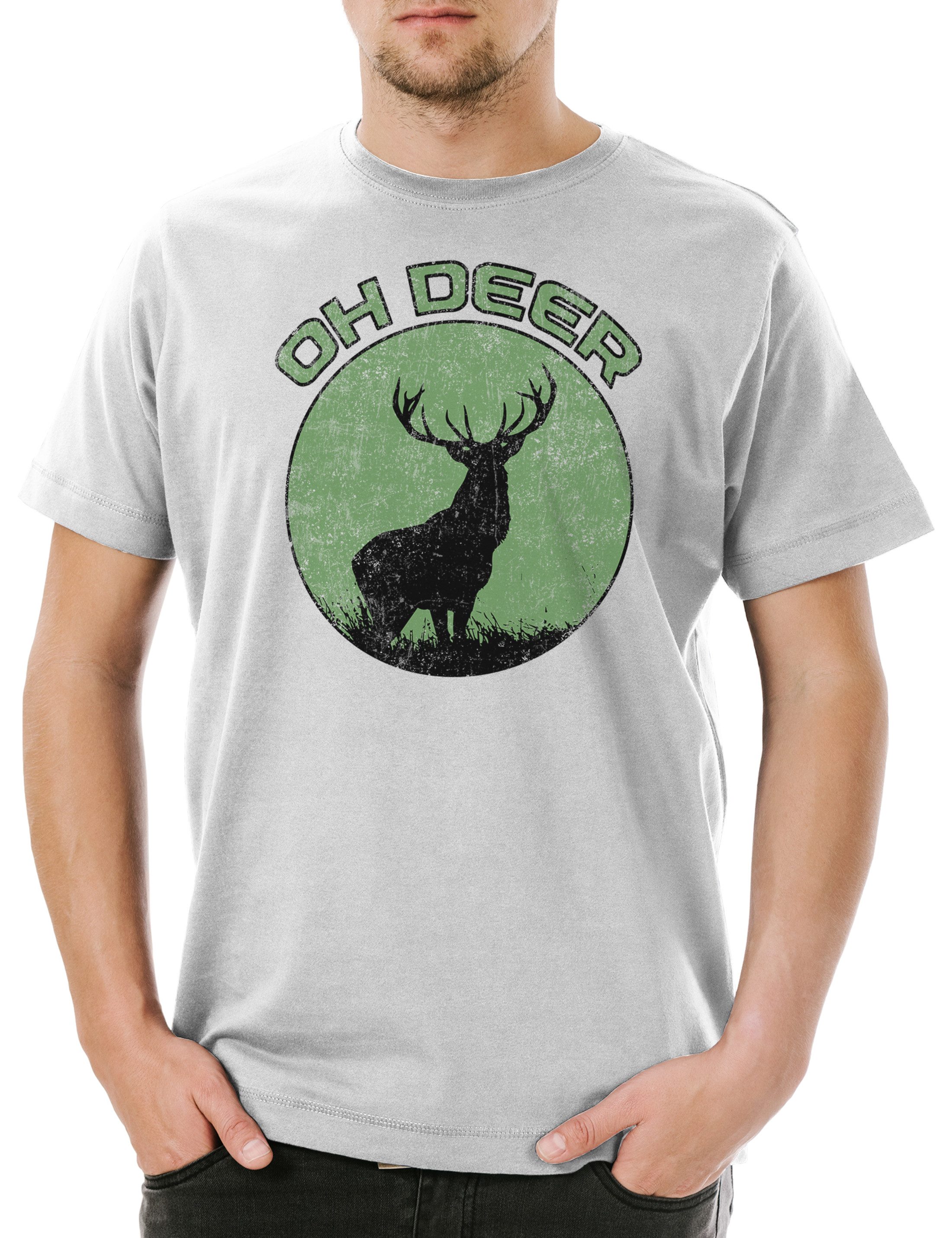 Urban Backwoods Print-Shirt Oh Deer Herren T-Shirt Dear Hirsch Reh Jagd Jäger Bär Geweih Deer Bear (1-tlg) Fun Hunt Antlers Hunter