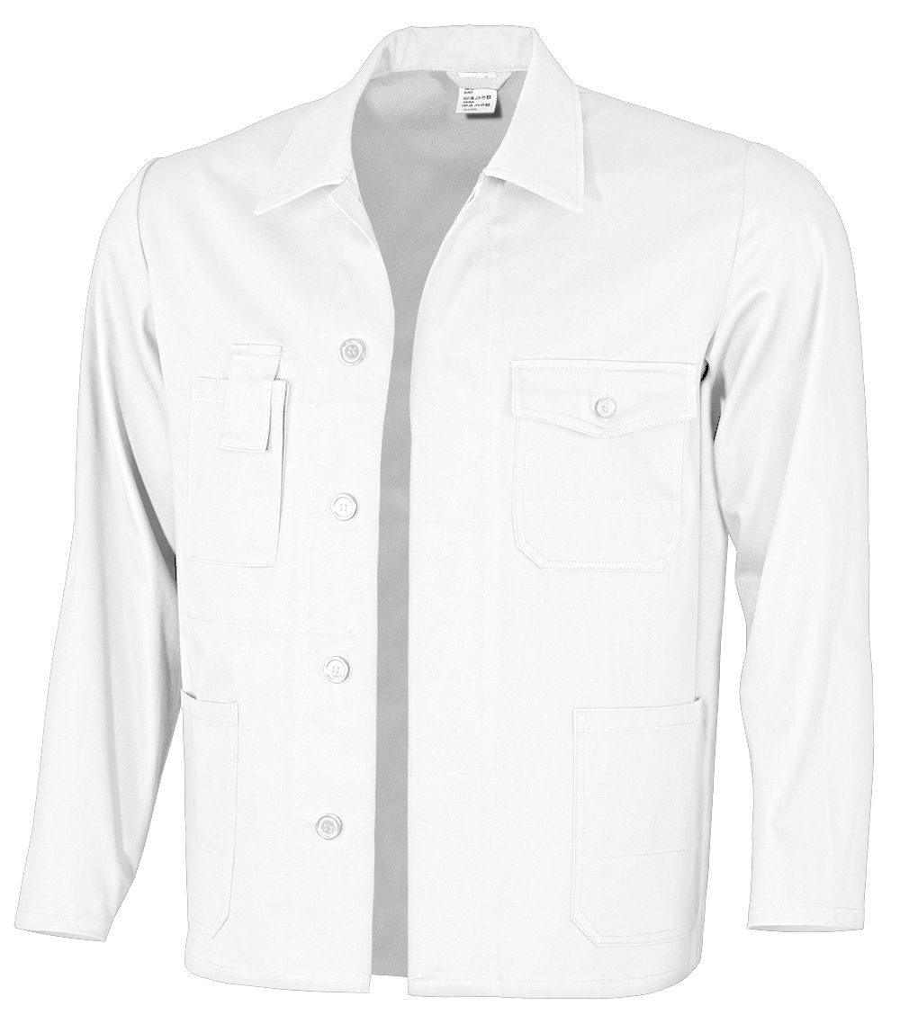 Qualitex Workwear Arbeitsjacke lange basic Werkstattjacke -BW 240 g - waschbar, aus reiner Baumwolle (1-St) Langjacke mit 5 Taschen - Blickdicht - Strapazierfähig - Pflegeleicht