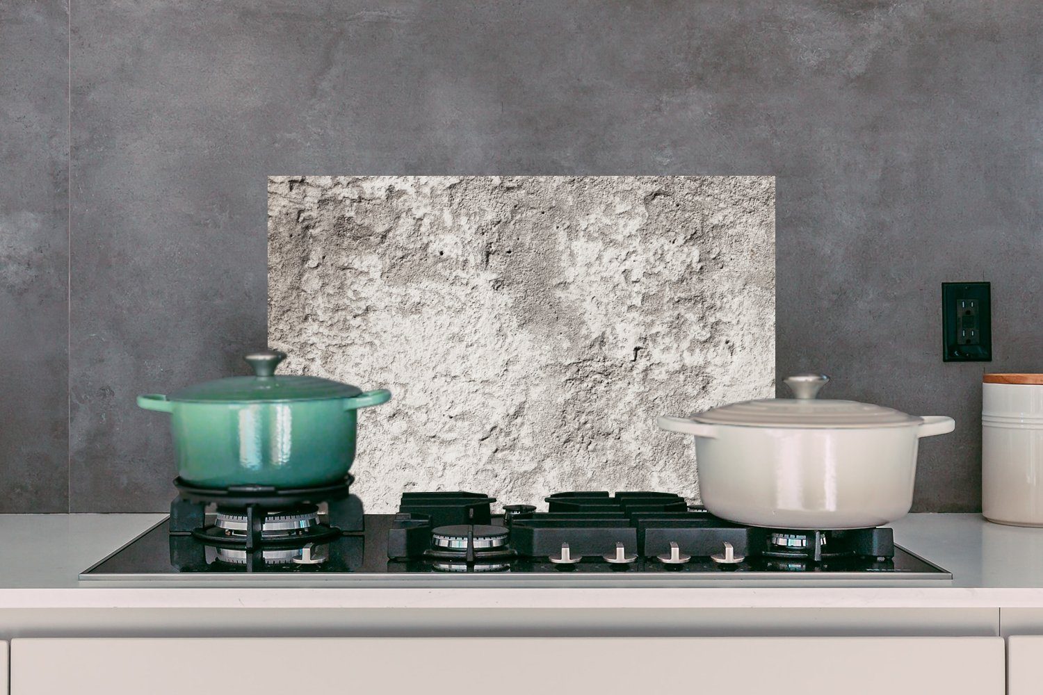 MuchoWow Küchenrückwand Beton - Temperaturbeständig Wandschutz, cm, (1-tlg), aus küchen 60x40 Creme Herdblende - Muster