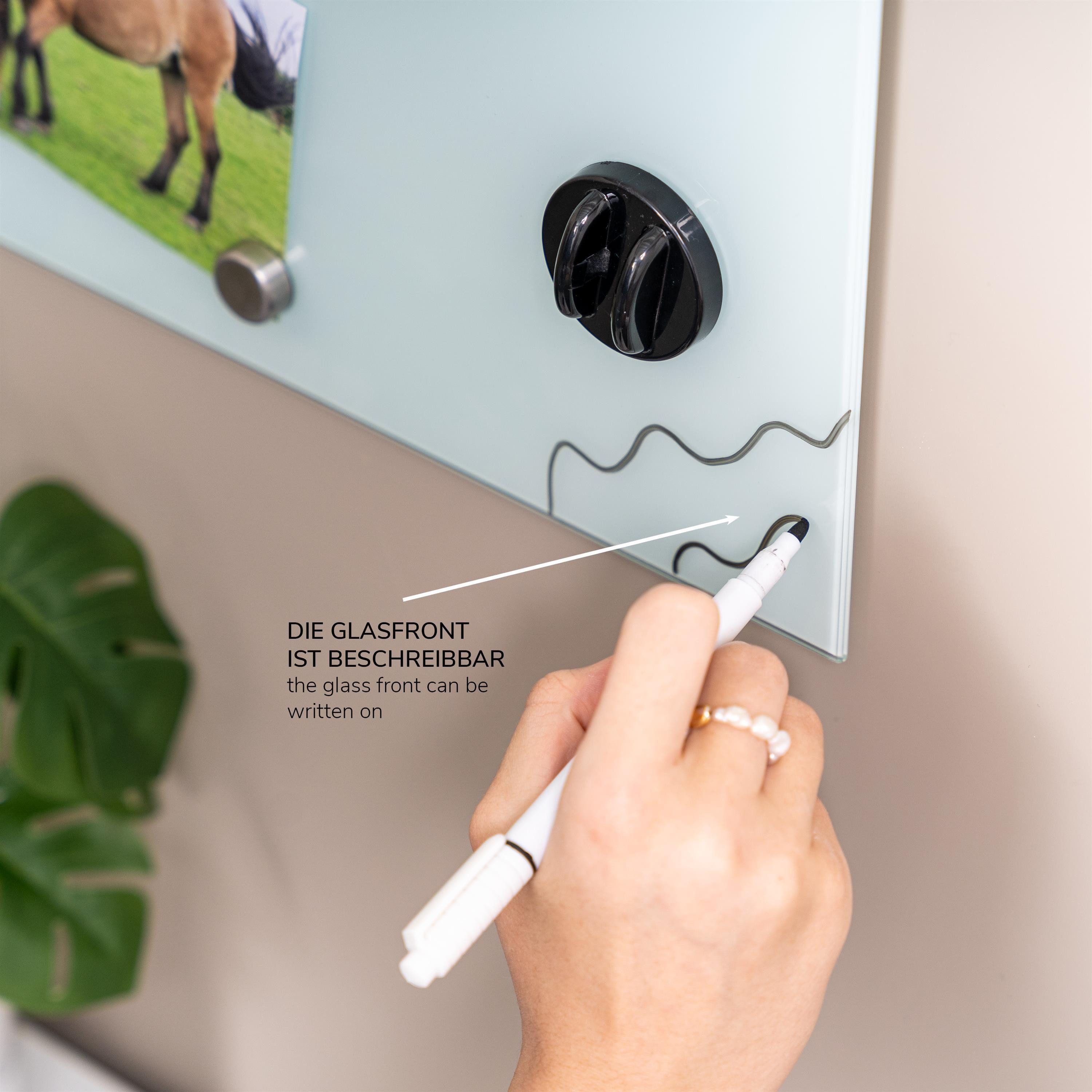 bremermann Magnettafel Magnettafel mit Glasfront, 6 Magnete und 1 Marker