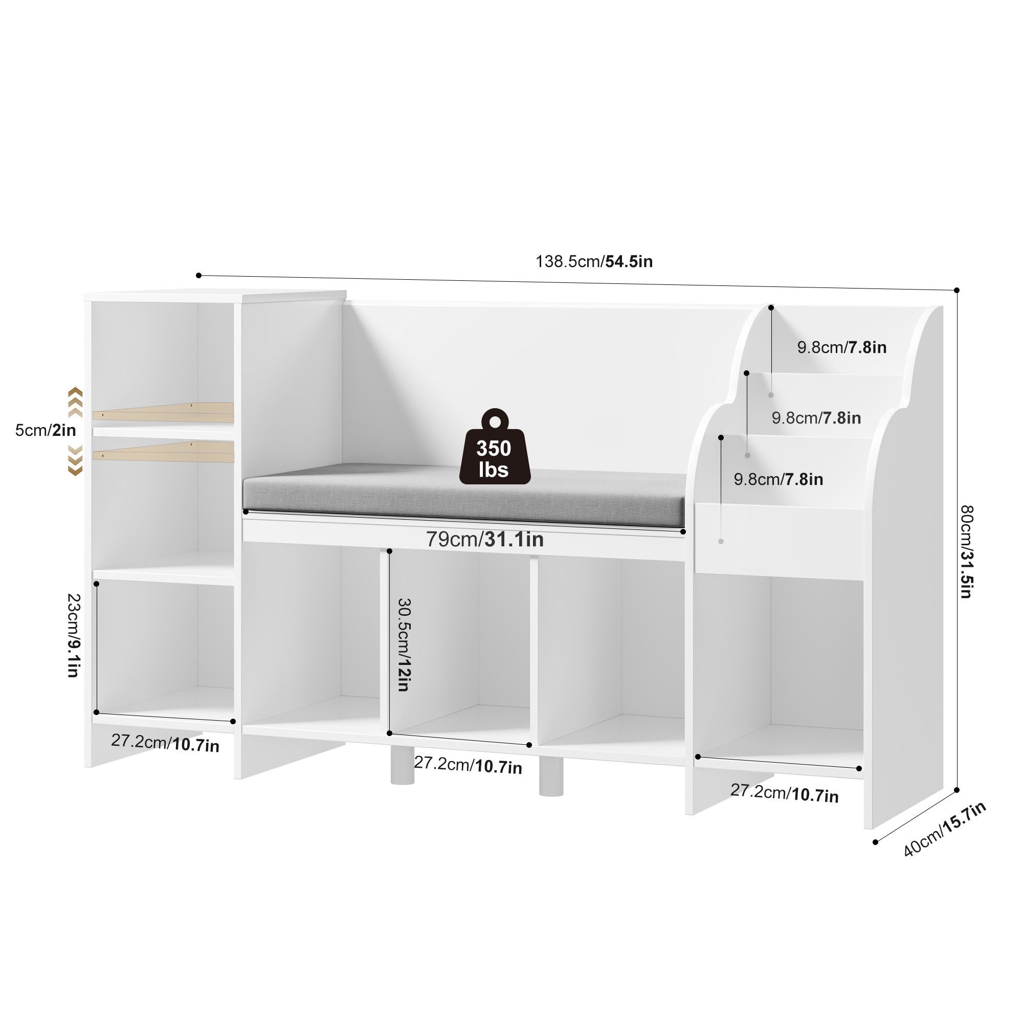 HOMECHO Spielzeugtruhe, Bücherregal Kinder mit Kissen und 7 Ablagefächern W günstig online kaufen