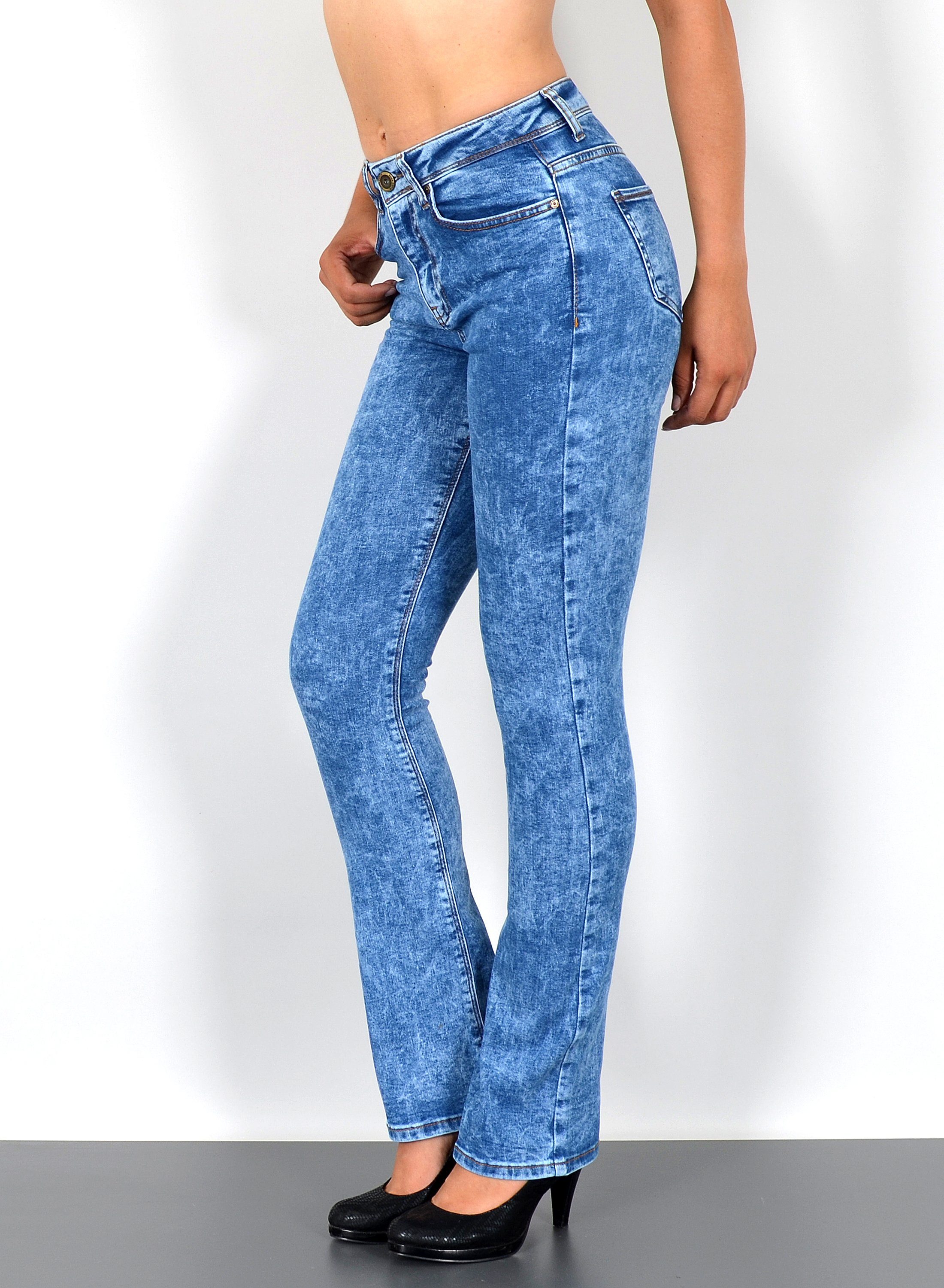 ESRA Bootcut-Jeans Bootcut Jeans Damen High Waist Stretch Wide Leg Jeans bi günstig online kaufen