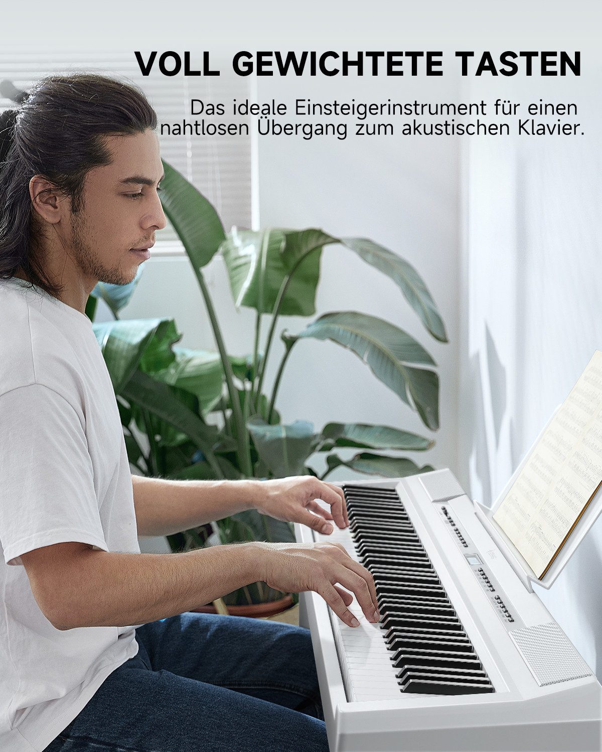 Donner Digitalpiano E-Piano 88 Tasten Hammermechanik Gewichtete Tastatur Klavier DEP-20 (Set, mit Möbelständer, 3-Pedal-Einheit), für Anfänger Tragbares E-Piano – Bild 5 von 5