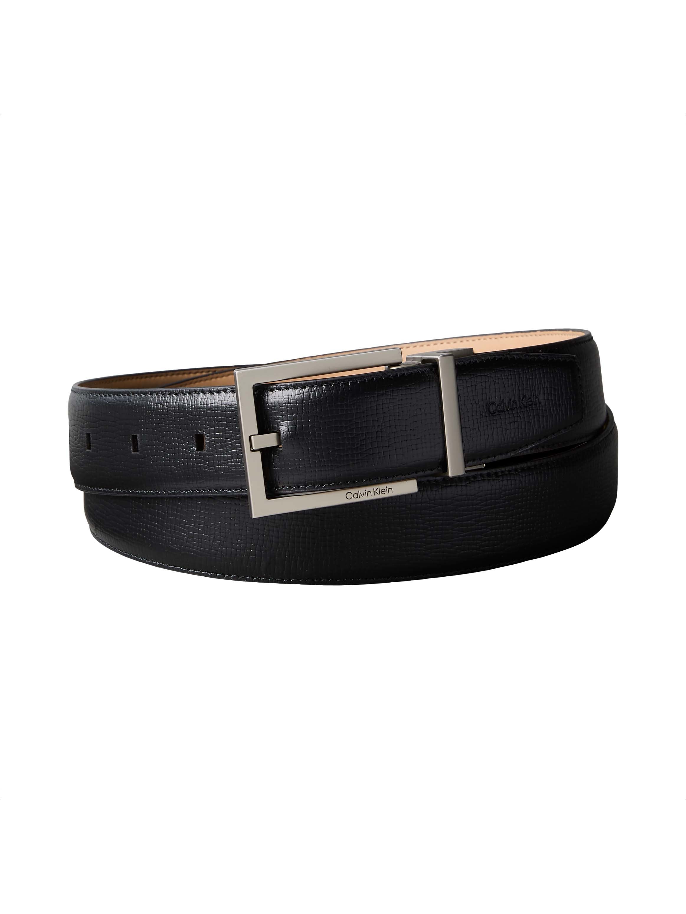 Calvin Klein Ledergürtel SQUARE BUCKLE SAFFIANO 32MM ADJ Größenverstellbar mit Metallschließe